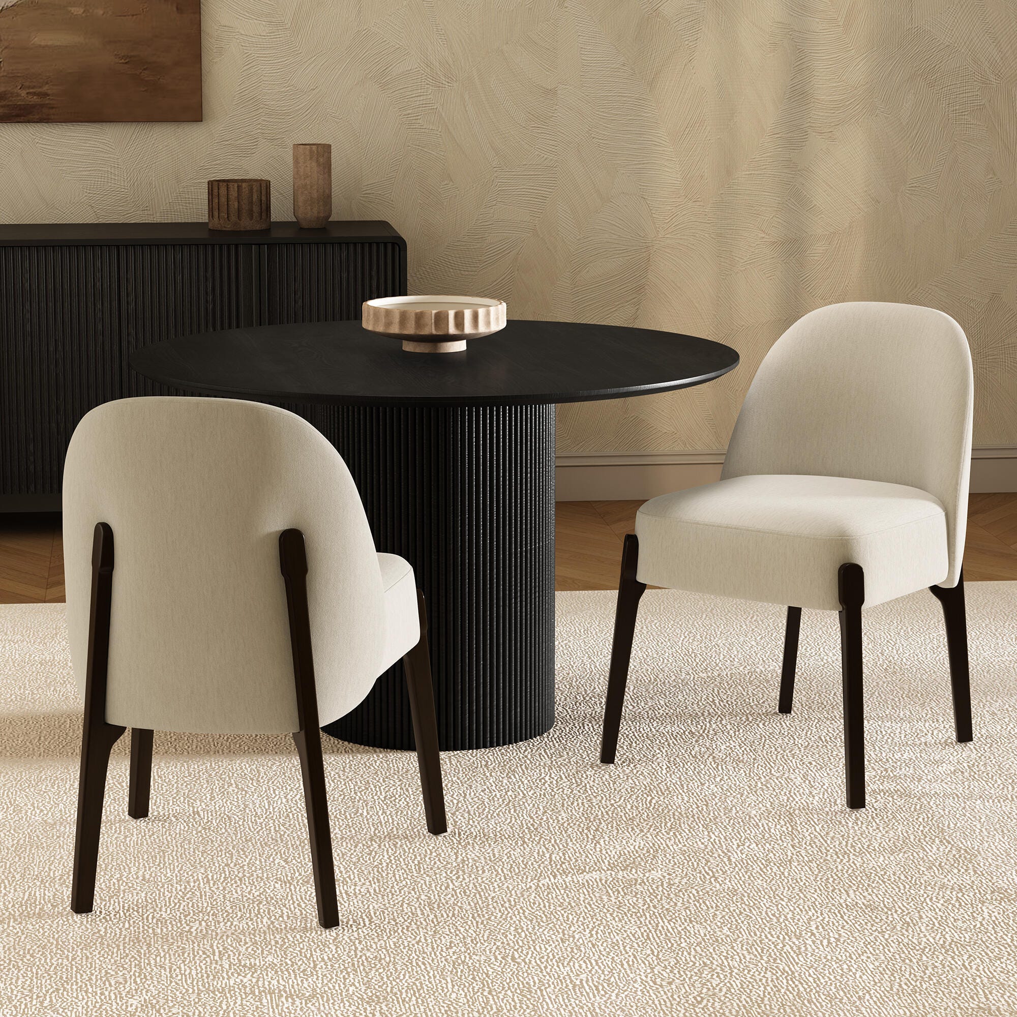 Manhattan Comfort Oslo Dining Chair (Set of 2), Cream, rollover