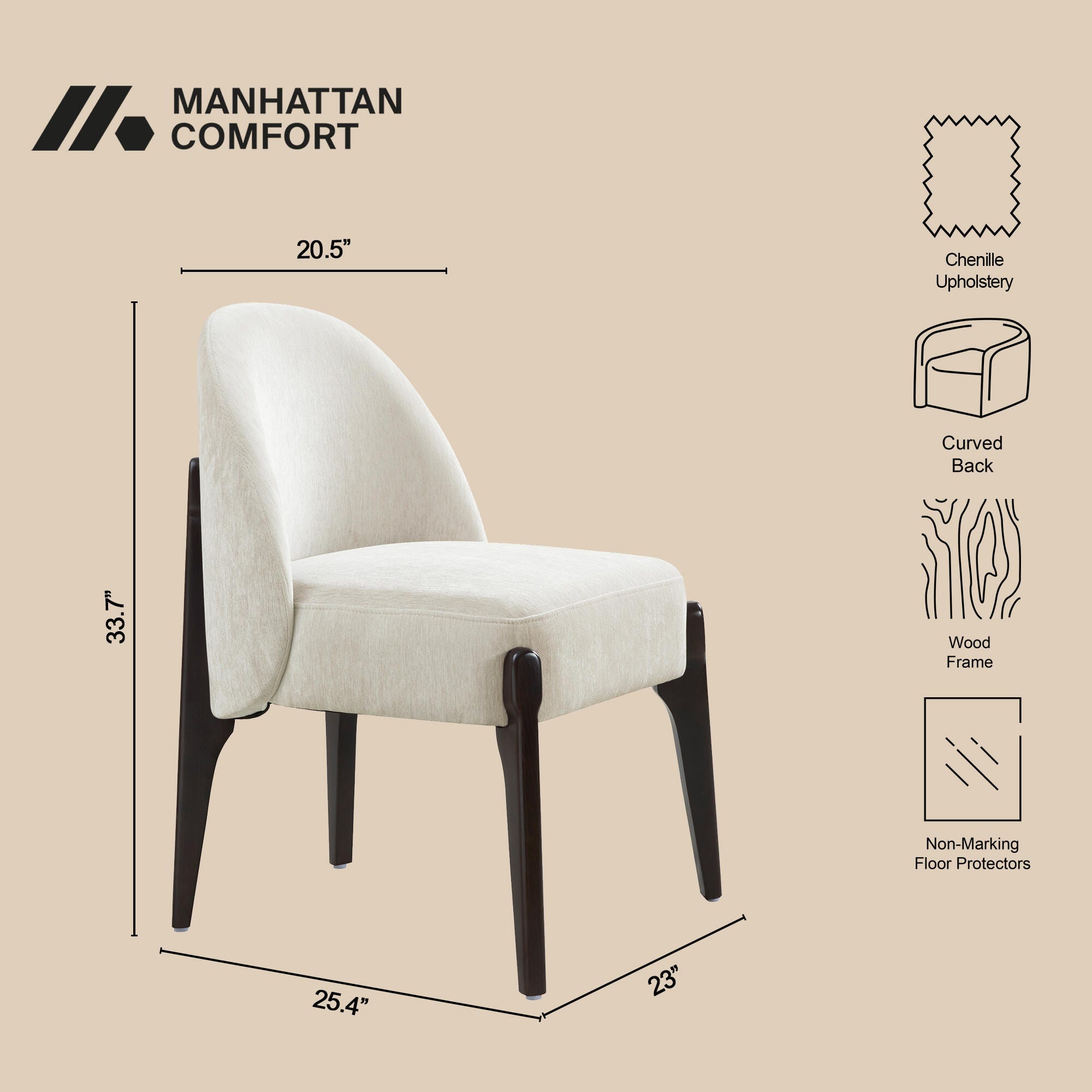 Manhattan Comfort Oslo Dining Chair (Set of 2), Cream, large