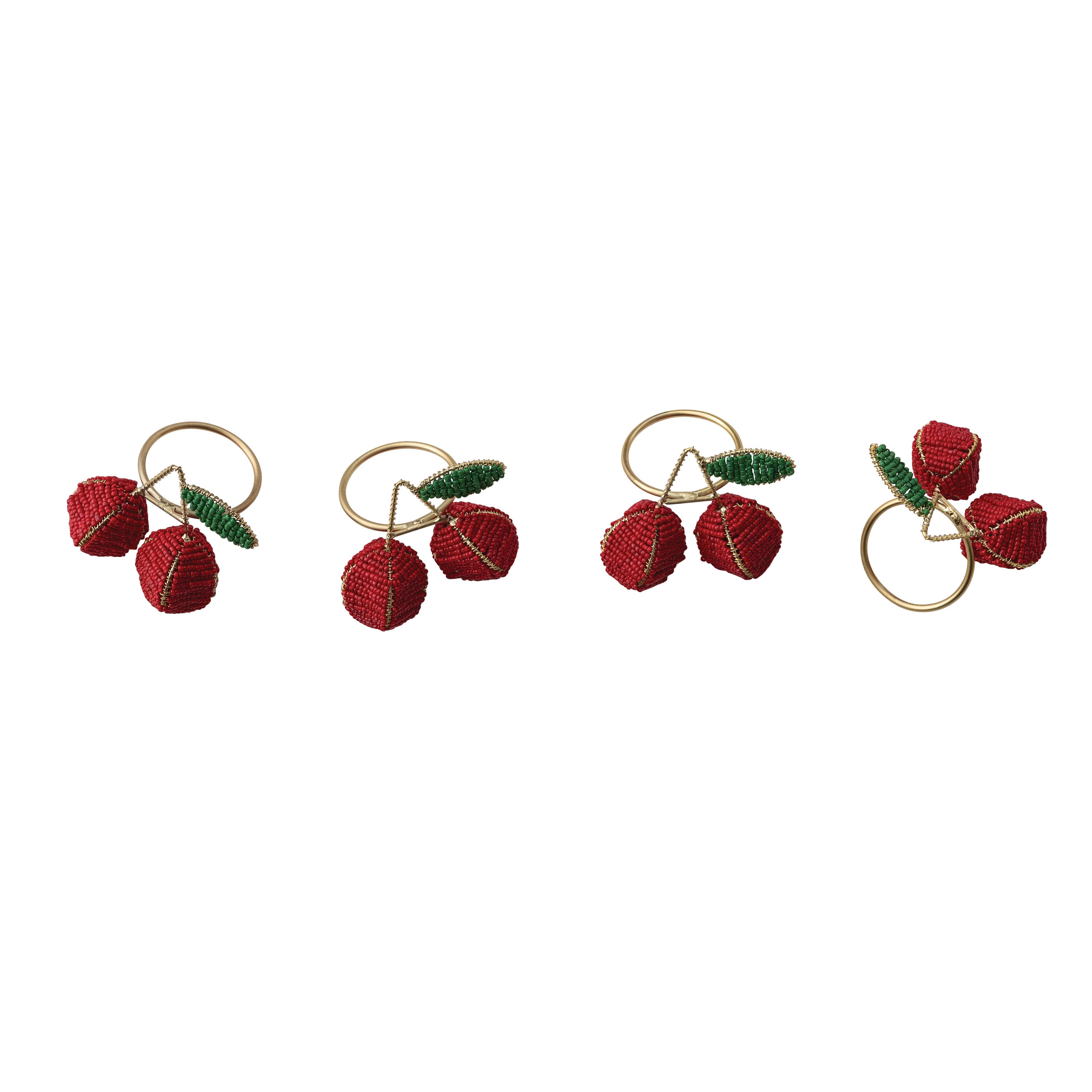 Storied Home Cherry Napkin Rings (Set of 4), , large