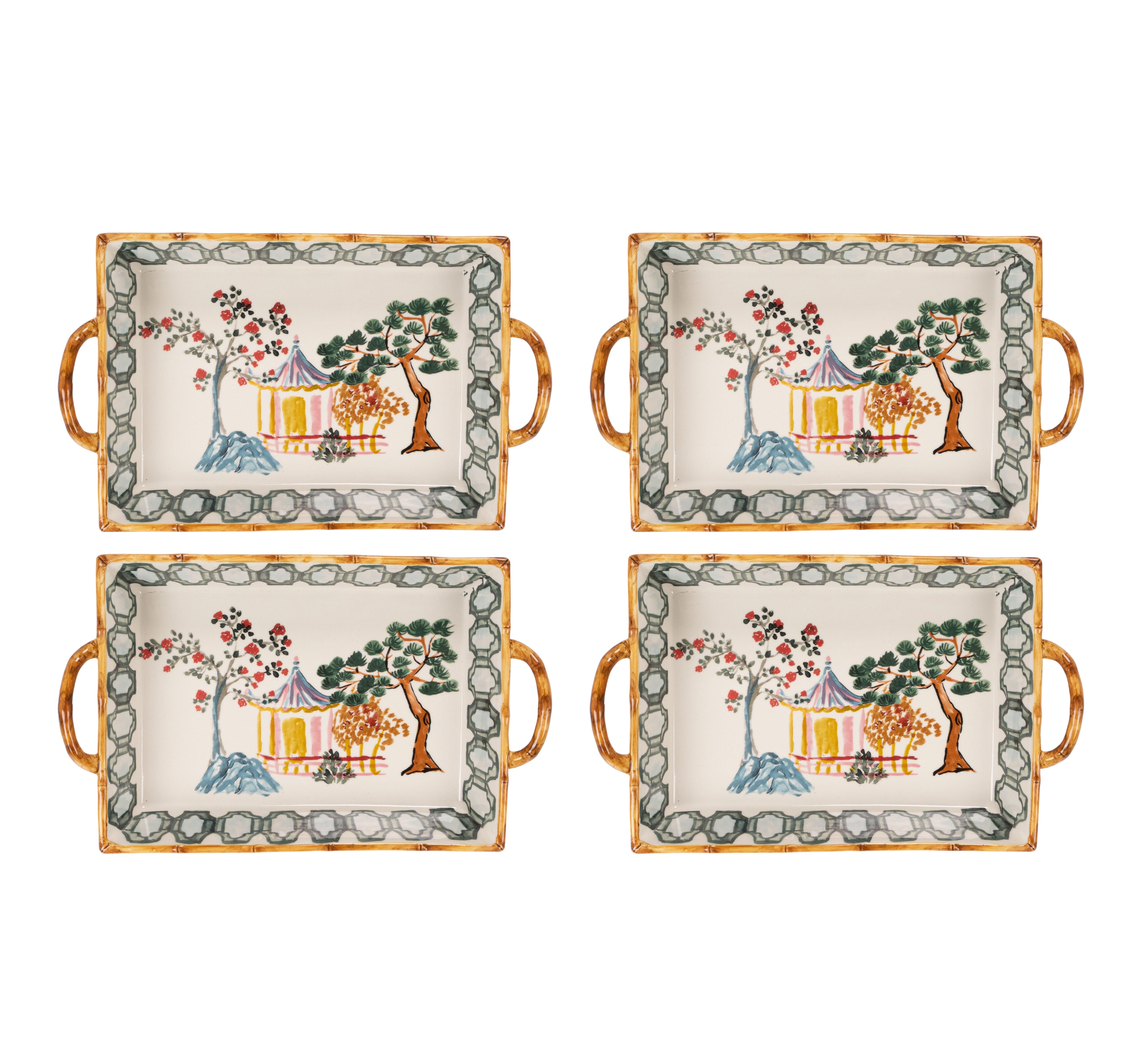 Storied Home Hand Painted Tray (Set of 4), , large
