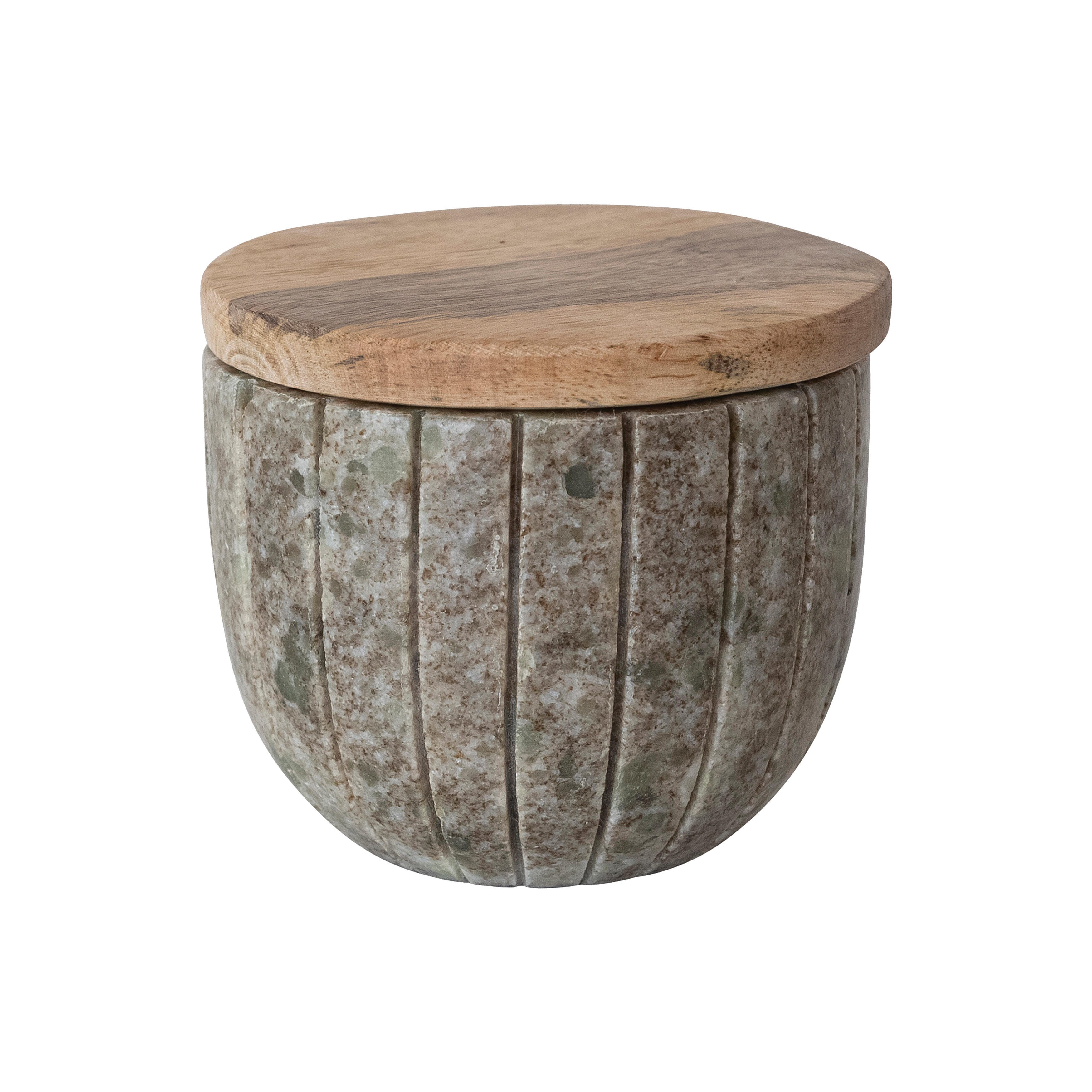 Storied Home Round Carved Container, , large