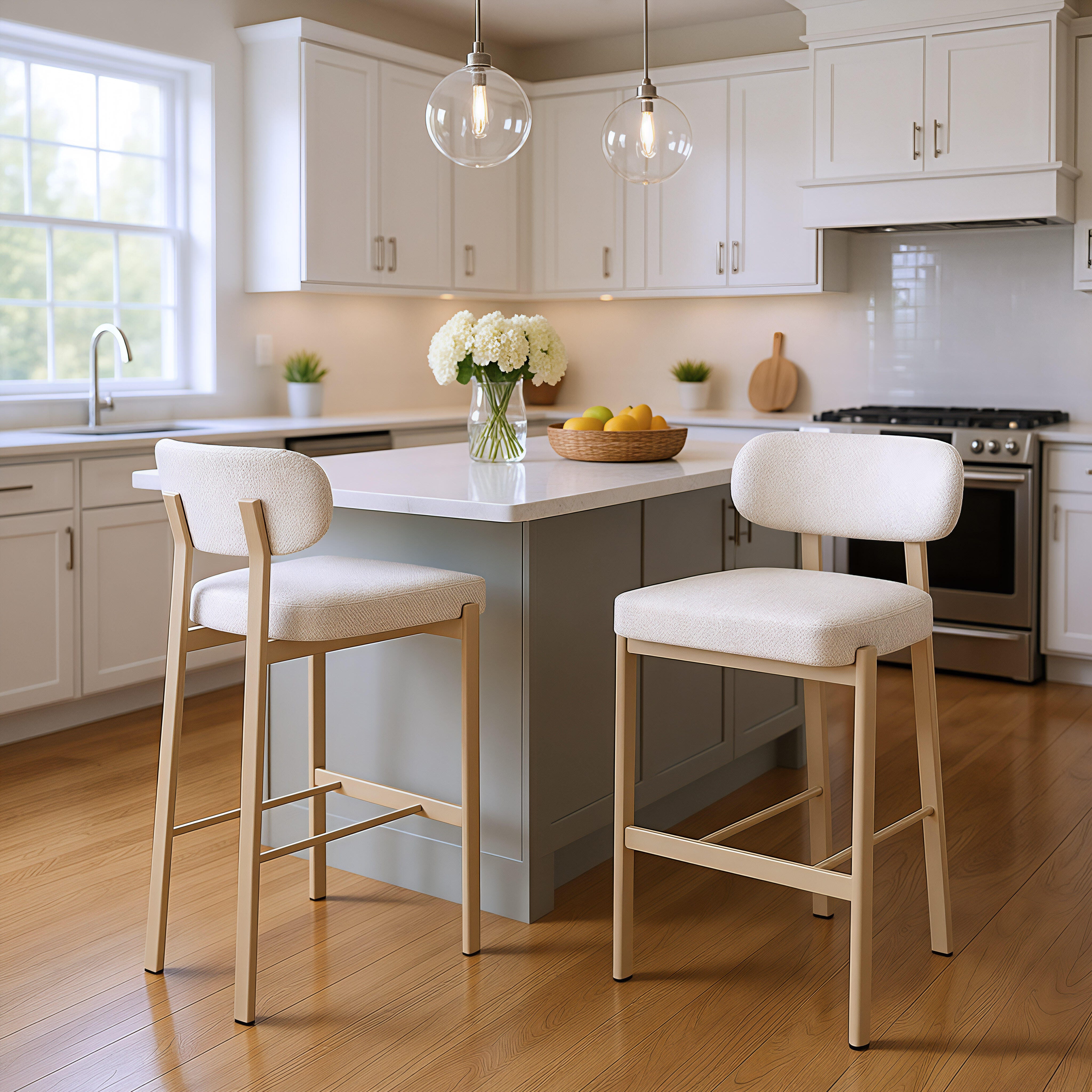 Erika Home Aurea Bar Height Bar Stool (Set of 2), Light Gray, rollover