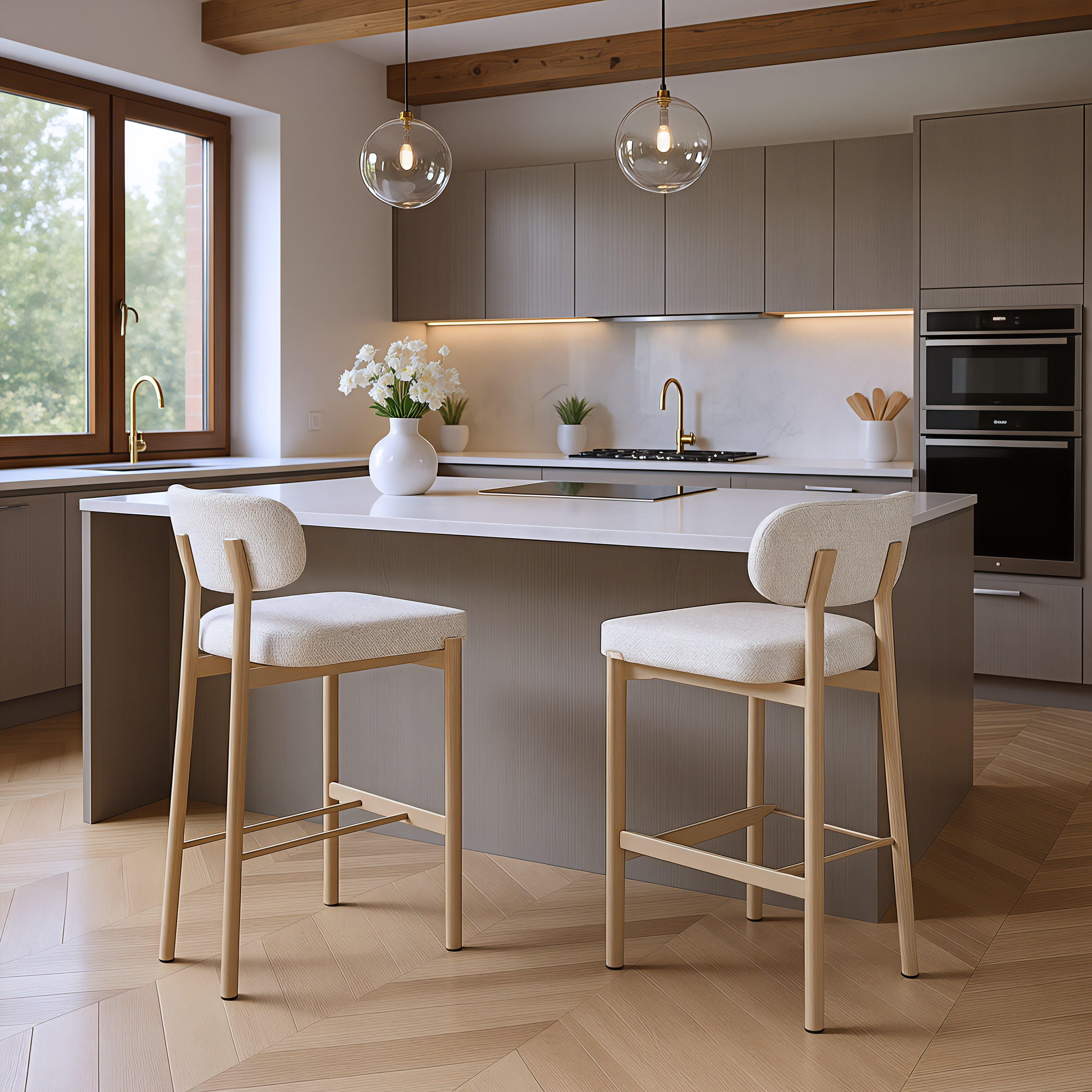 Erika Home Aurea Bar Height Bar Stool (Set of 2), Light Gray, large