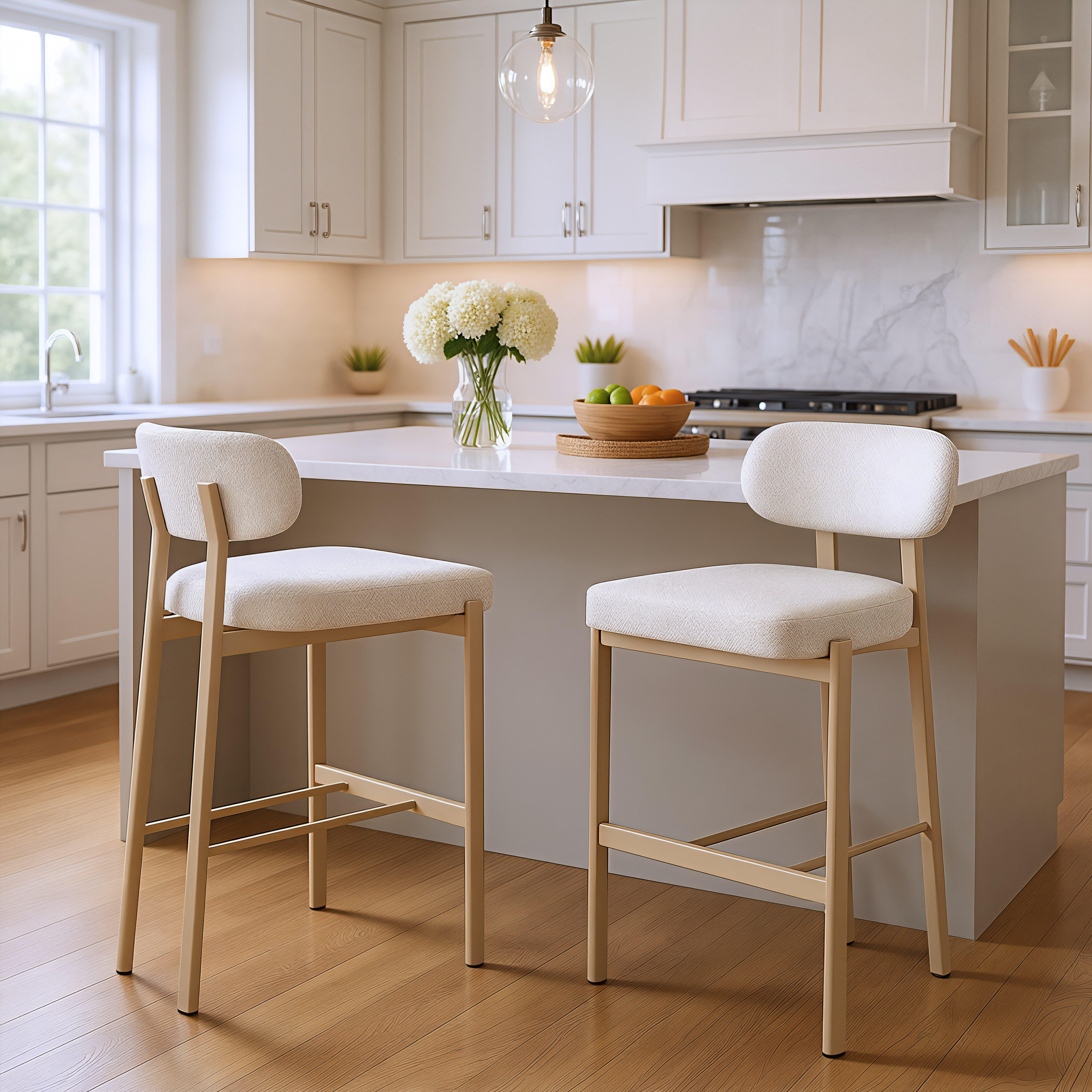 Erika Home Aurea Bar Height Bar Stool (Set of 2), Light Gray, large