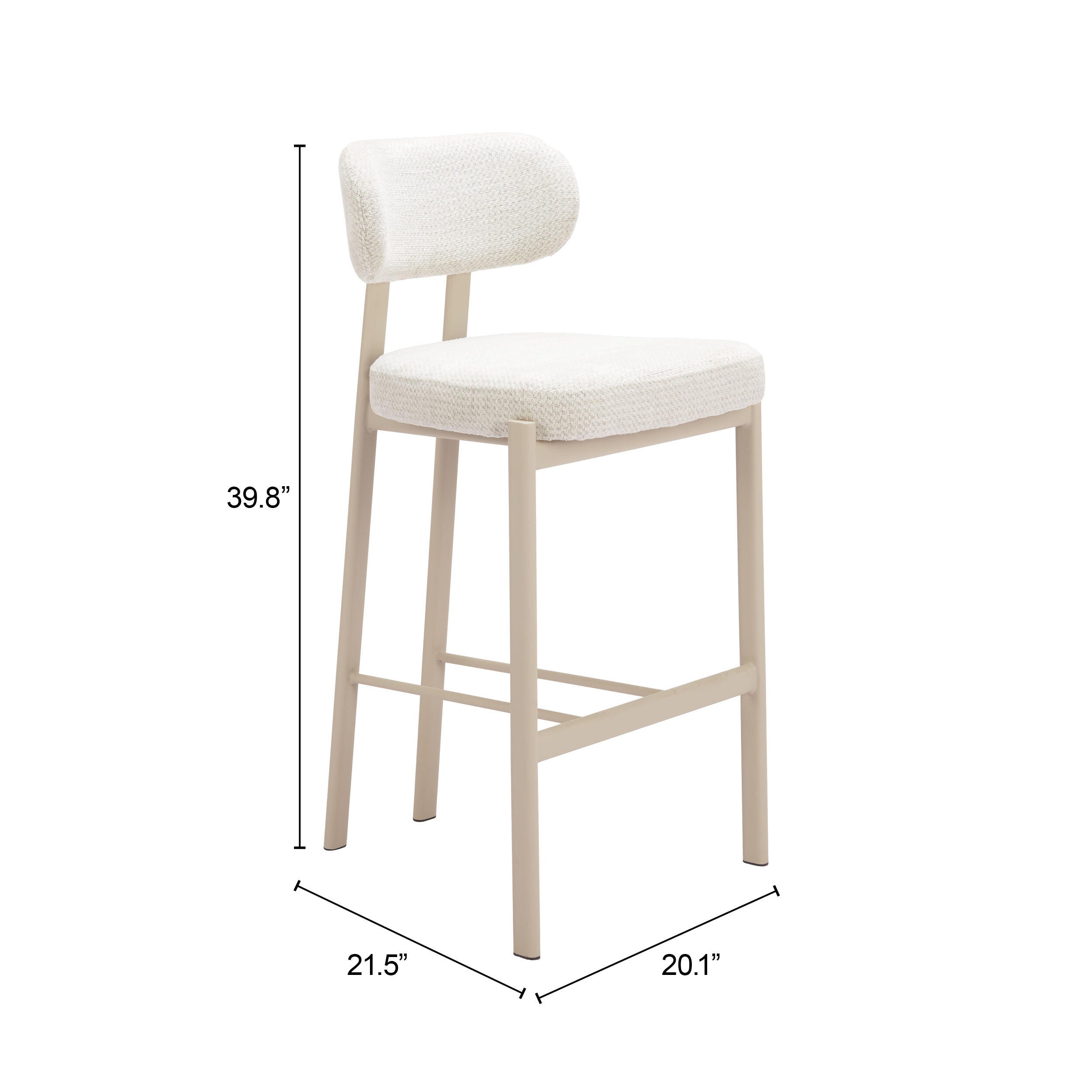 Erika Home Aurea Bar Height Bar Stool (Set of 2), Light Gray, large