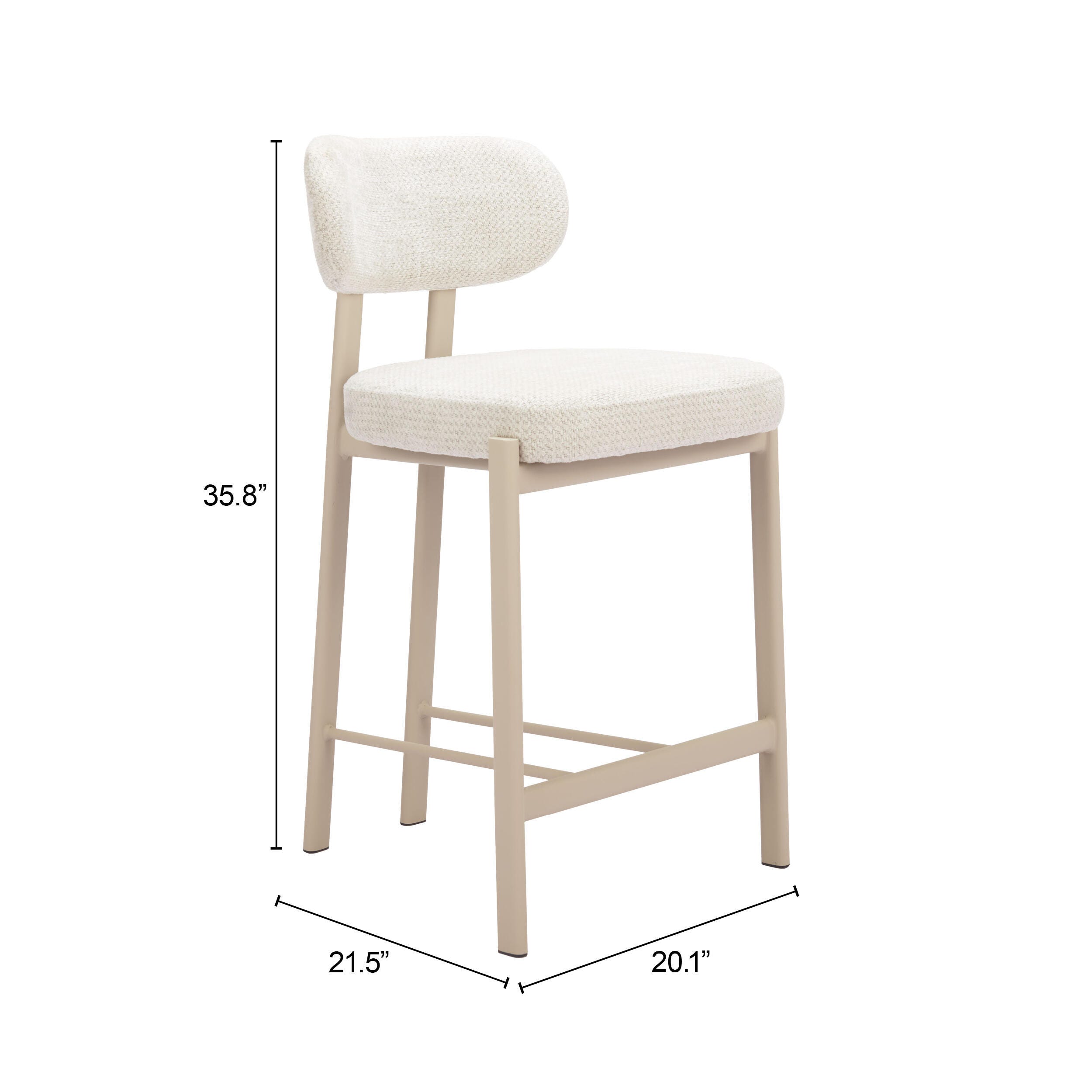 Erika Home Aurea Counter Height Bar Stool (Set of 2), Light Gray, large