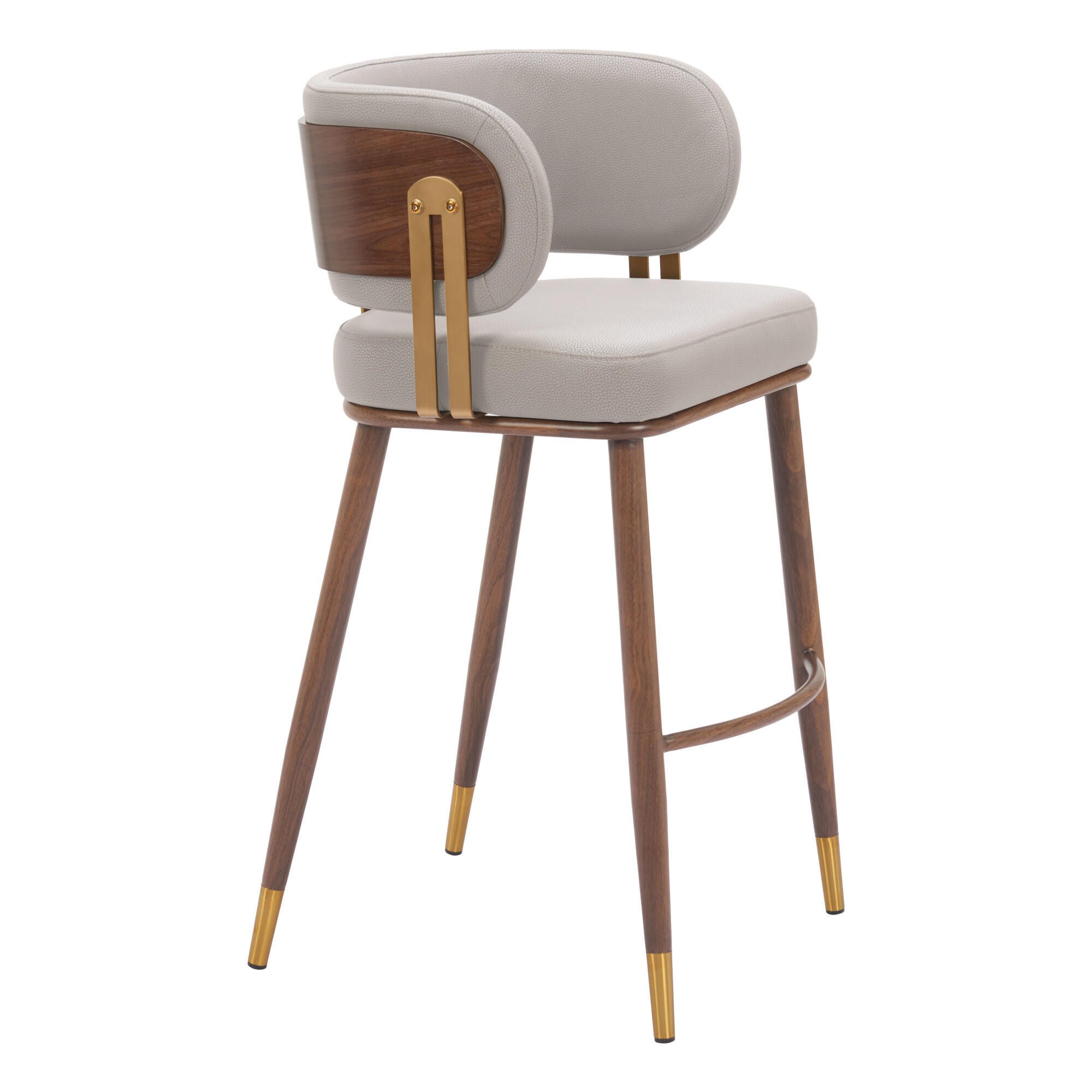 Erika Home Brew Bar Height Bar Stool, Beige/Walnut, large