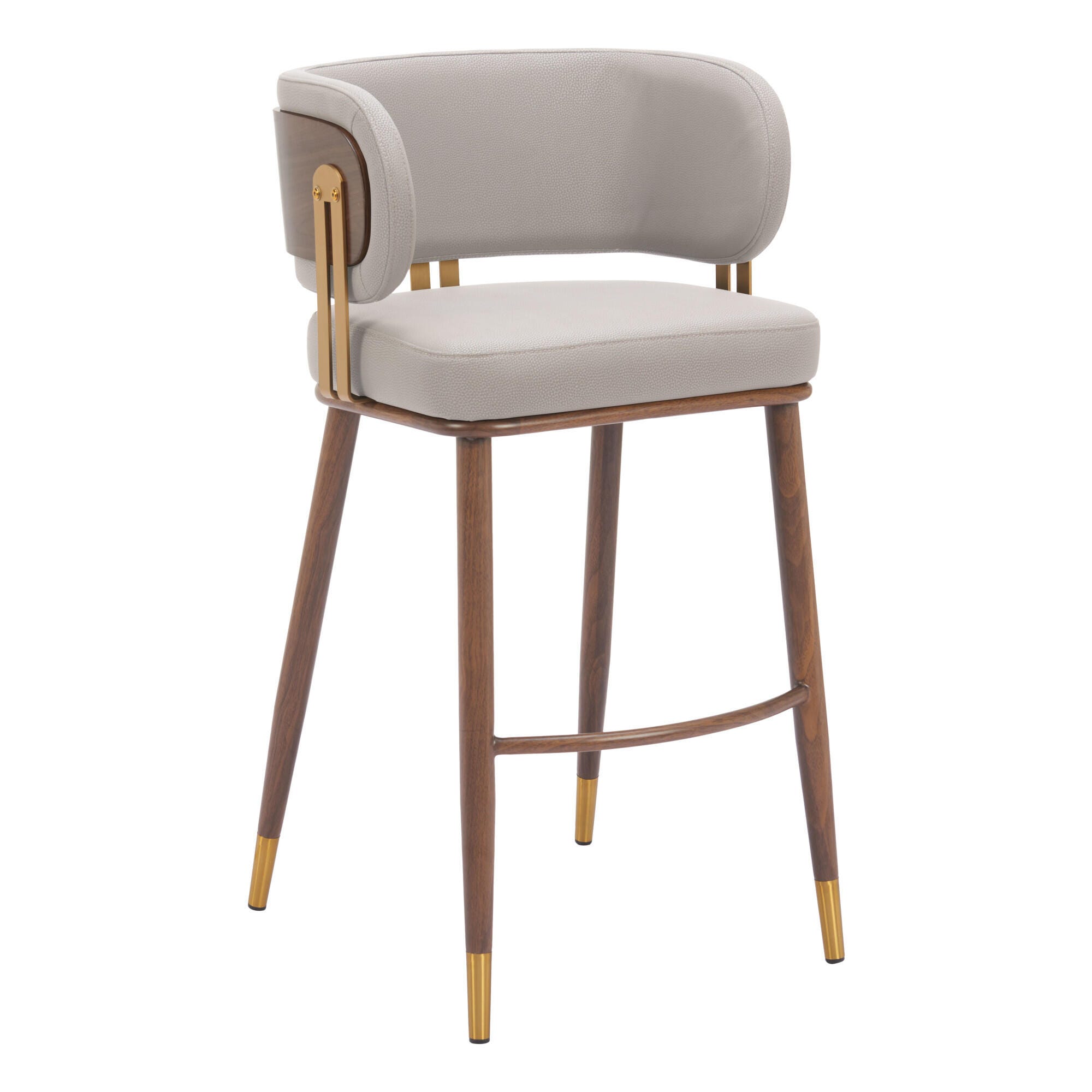 Erika Home Brew Bar Height Bar Stool, Beige/Walnut, large
