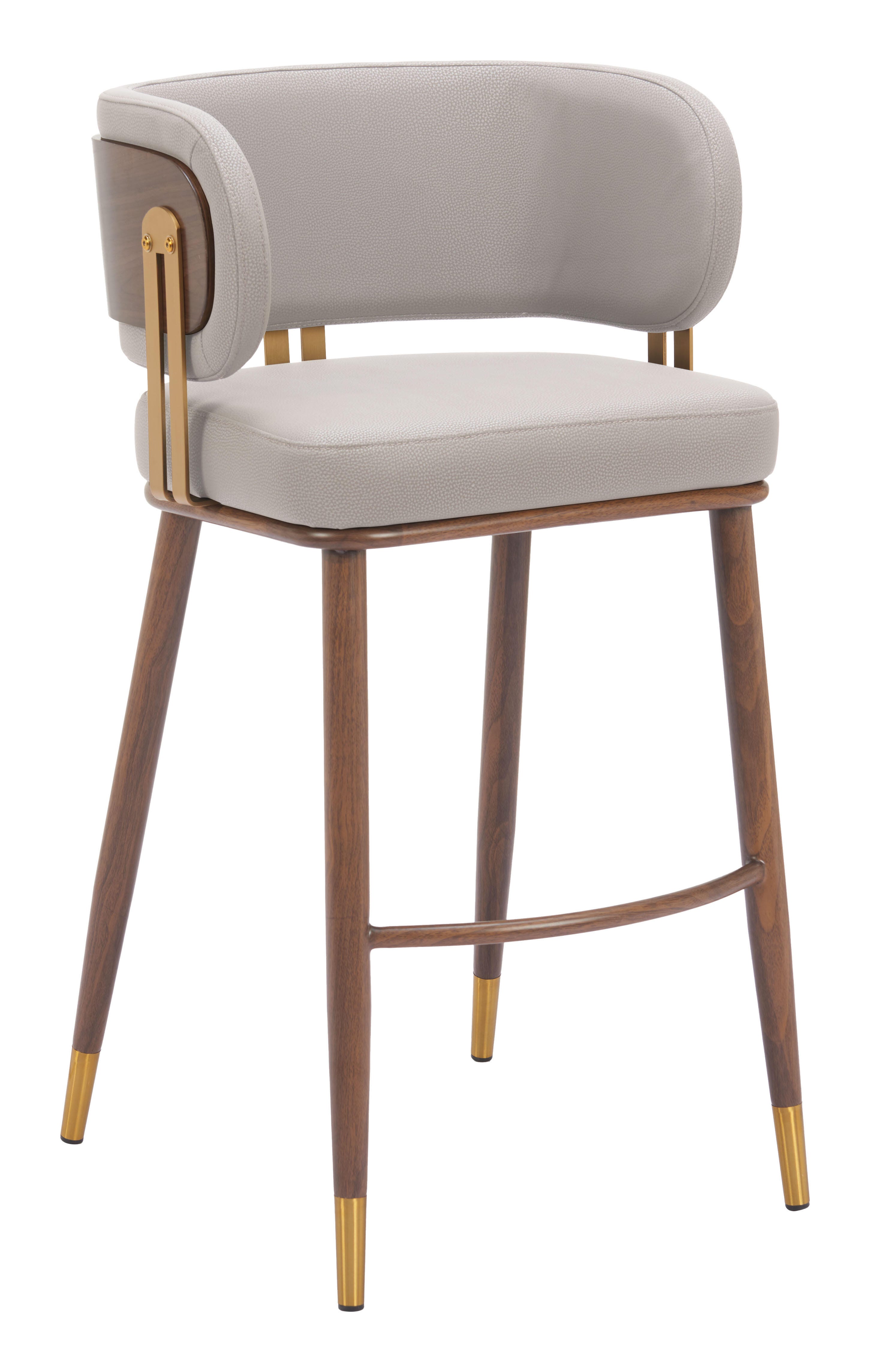 Erika Home Brew Bar Height Bar Stool, Beige/Walnut, large