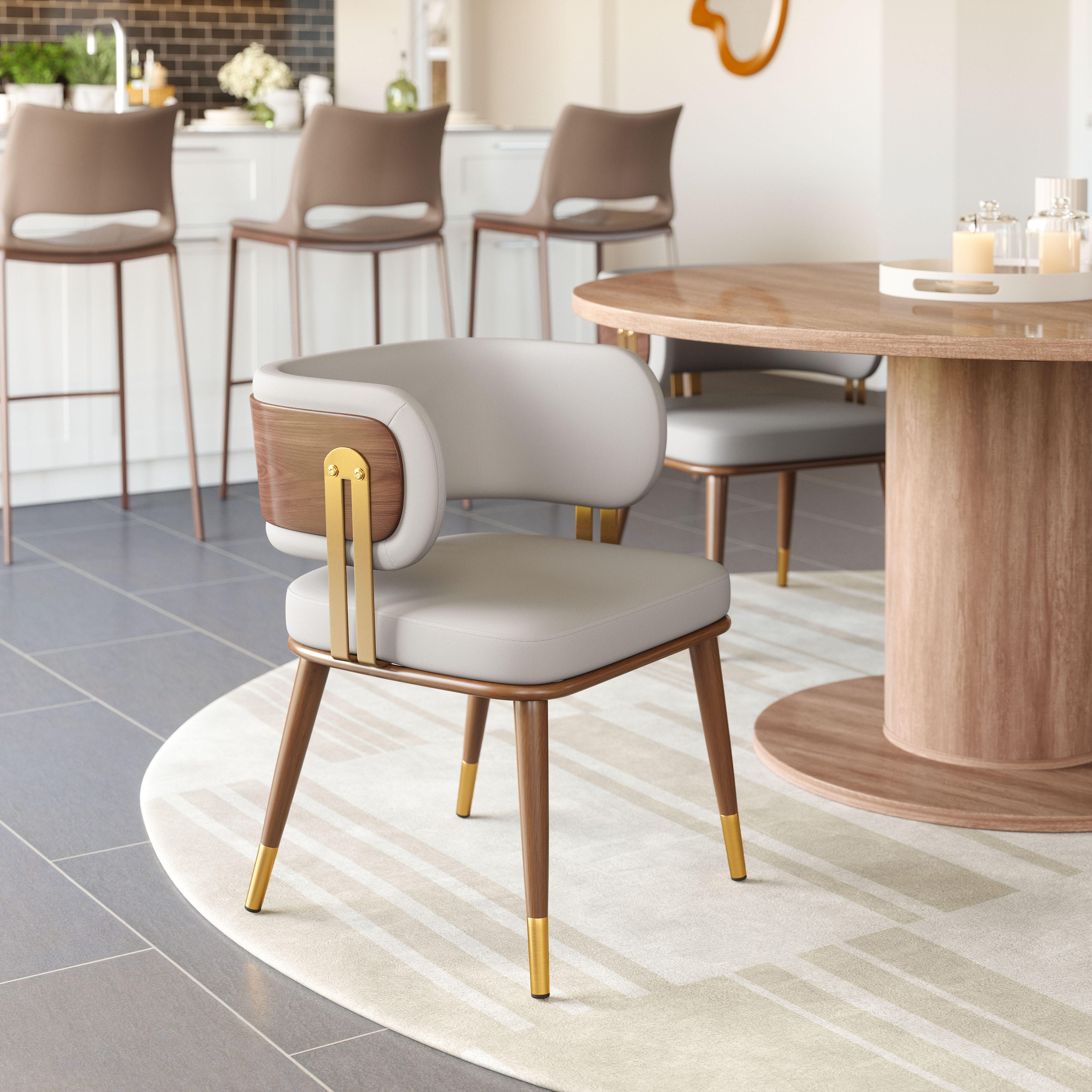 Erika Home Brew Dining Chair, Beige/Walnut, rollover