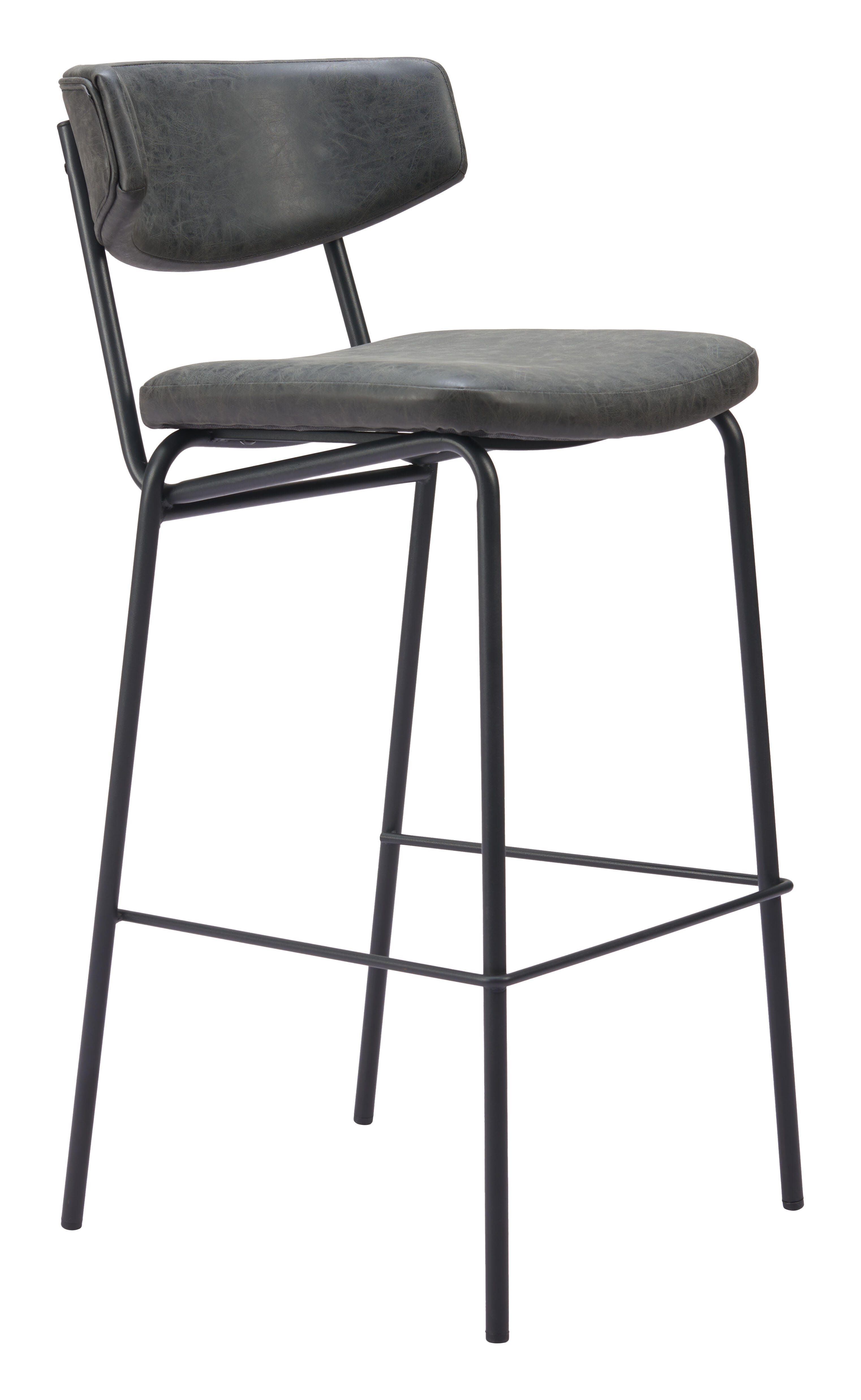 Erika Home Charon Bar Height Bar Stool (Set of 2), Vintage Black, large