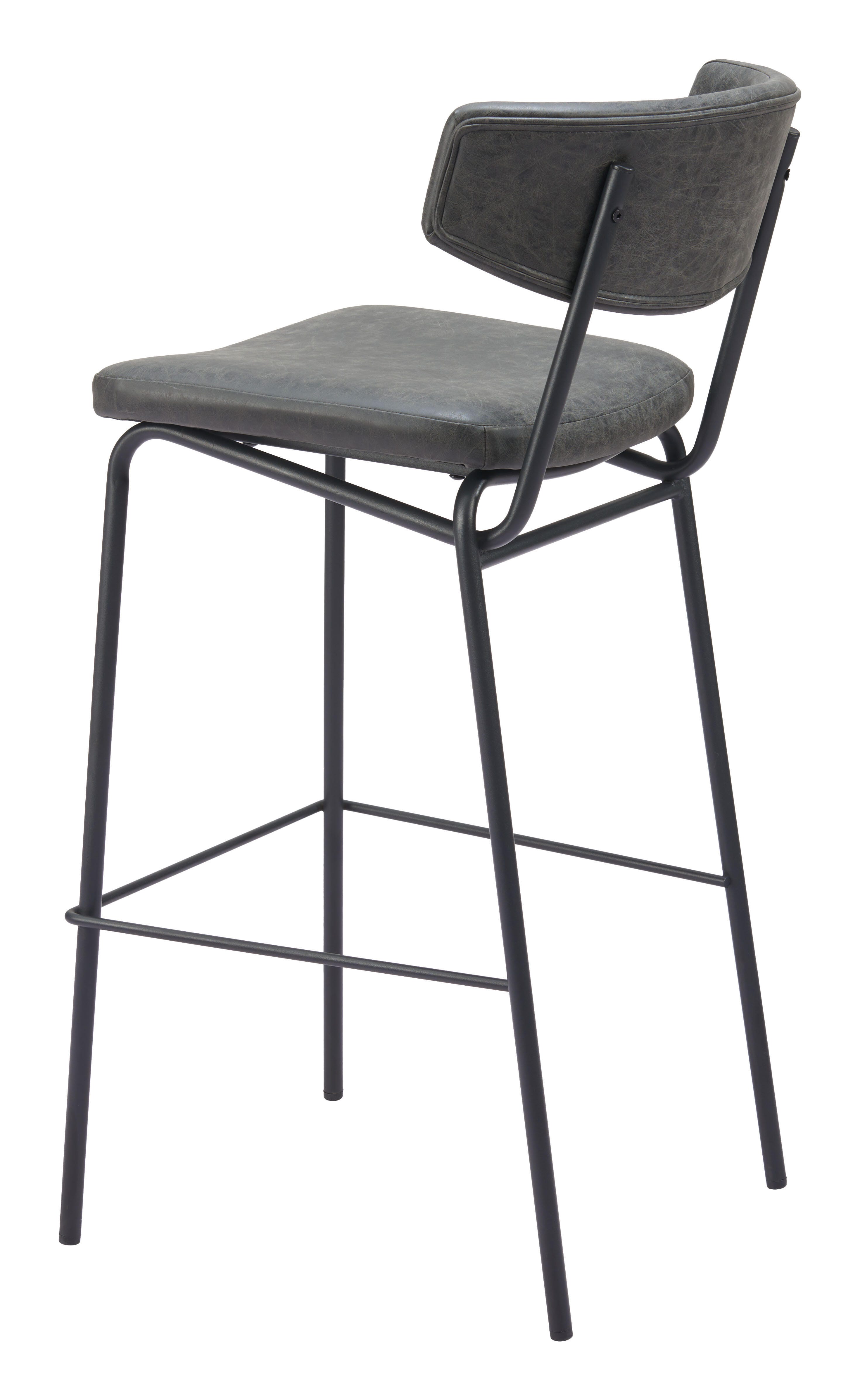 Erika Home Charon Bar Height Bar Stool (Set of 2), Vintage Black, large