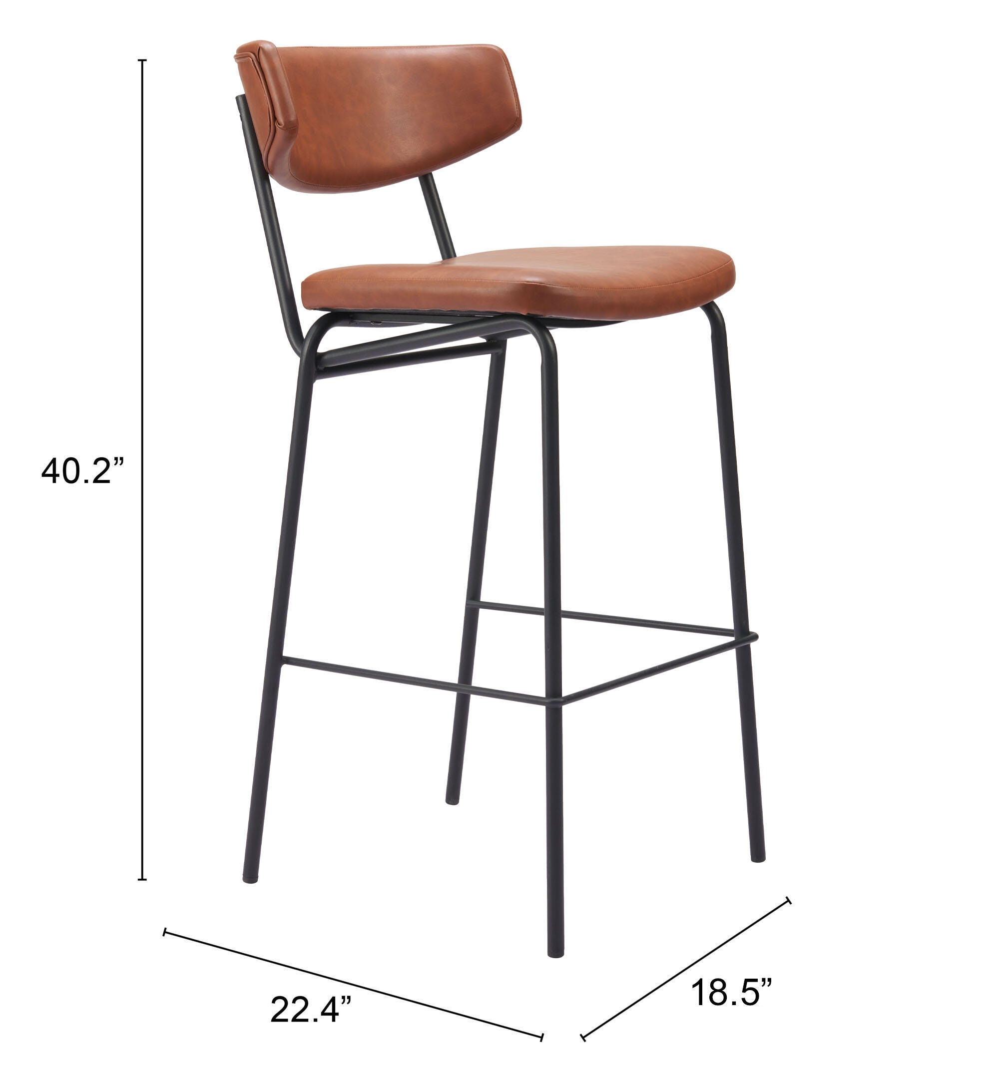 Erika Home Charon Bar Height Bar Stool (Set of 2), Vintage Brown, large