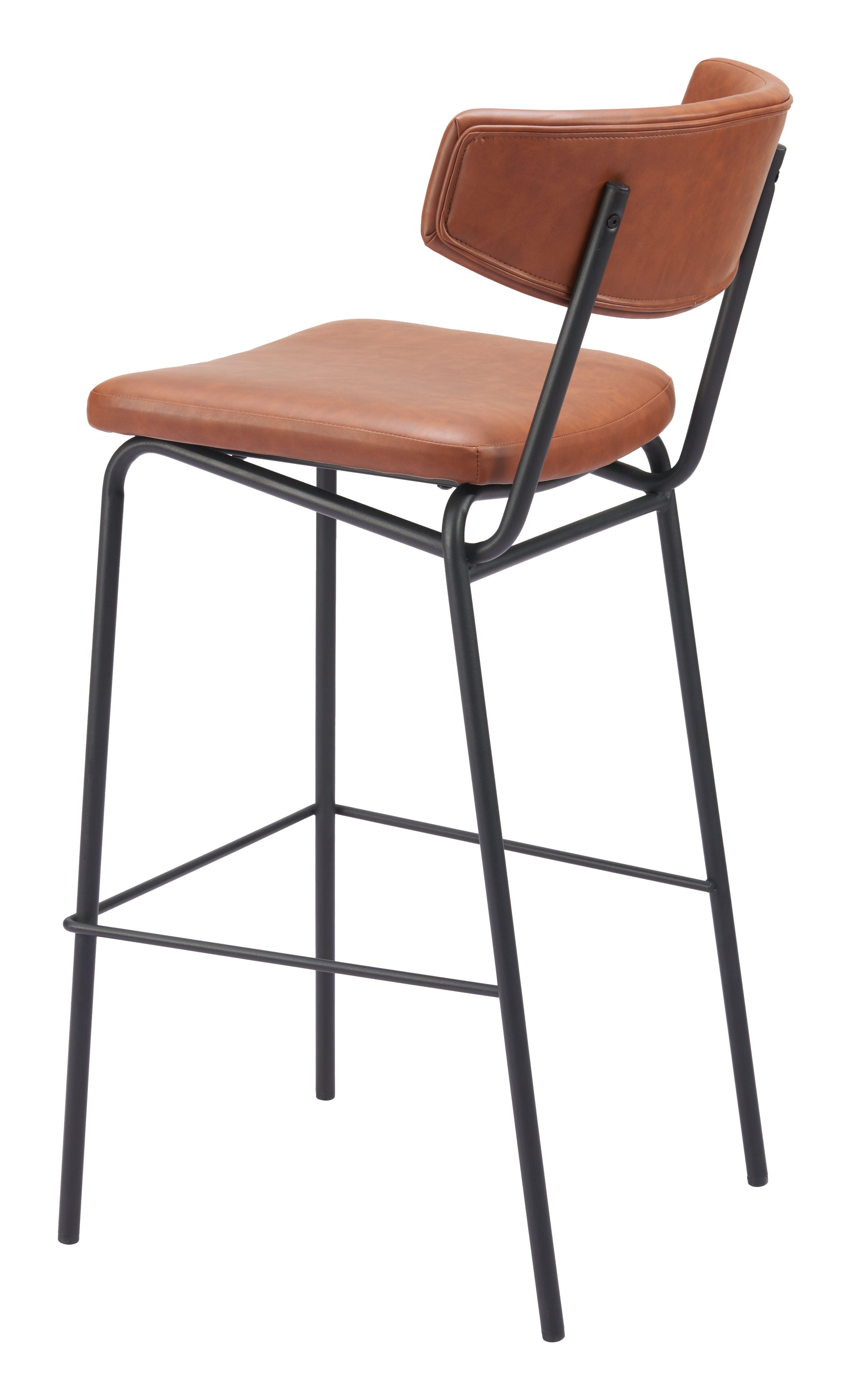 Erika Home Charon Bar Height Bar Stool (Set of 2), Vintage Brown, large