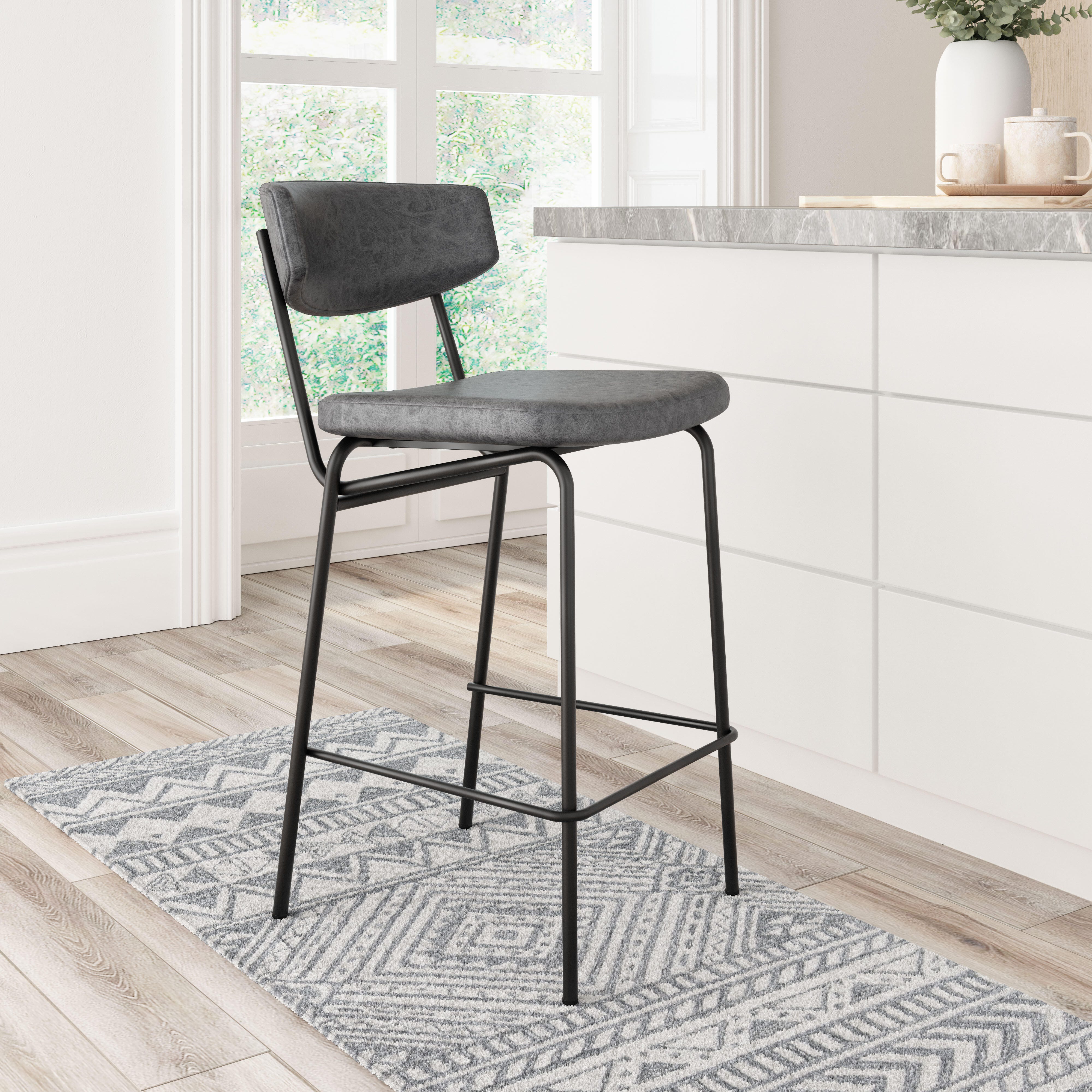 Erika Home Charon Counter Height Bar Stool (Set of 2), Vintage Black, large