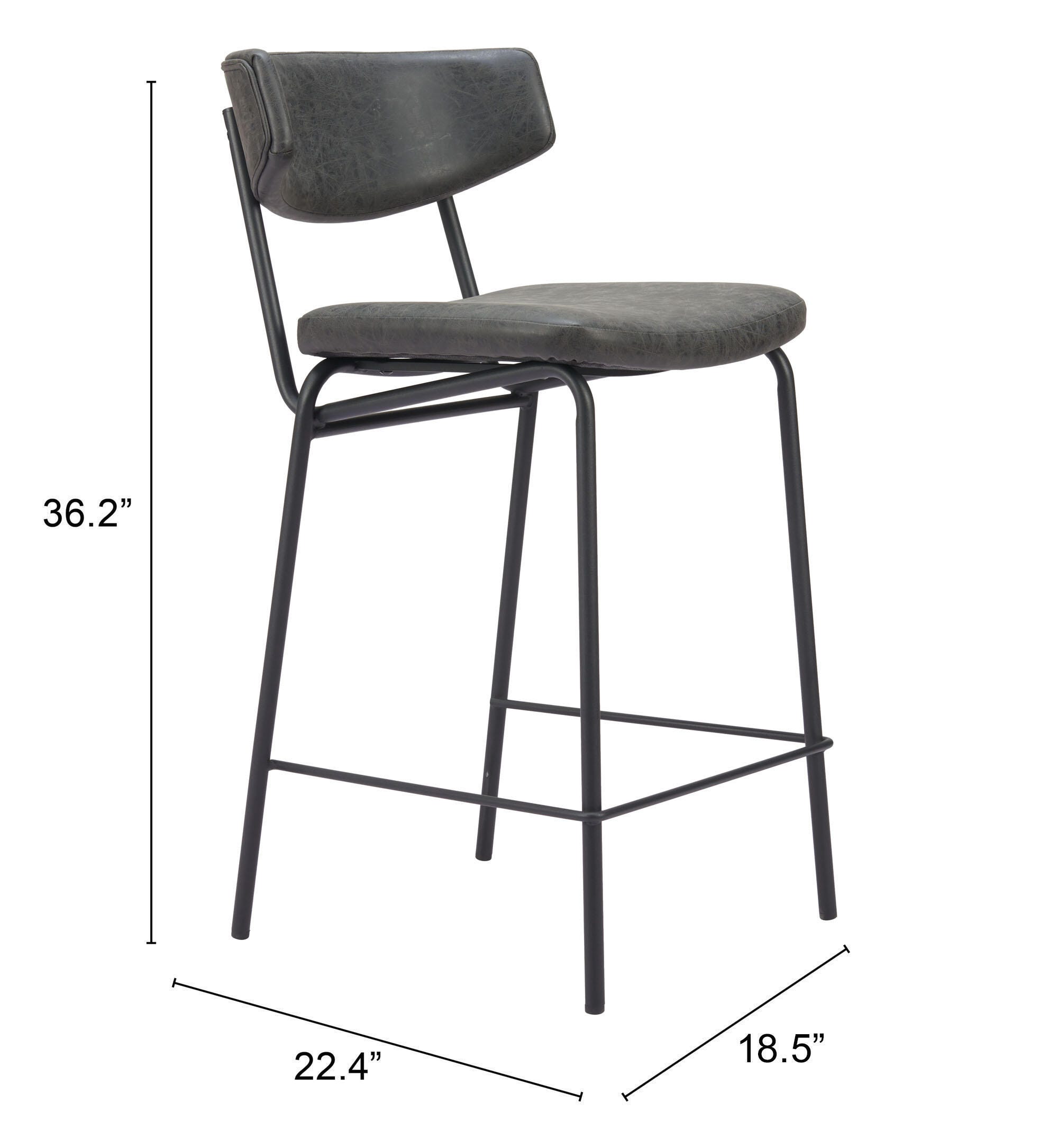 Erika Home Charon Counter Height Bar Stool (Set of 2), Vintage Black, large