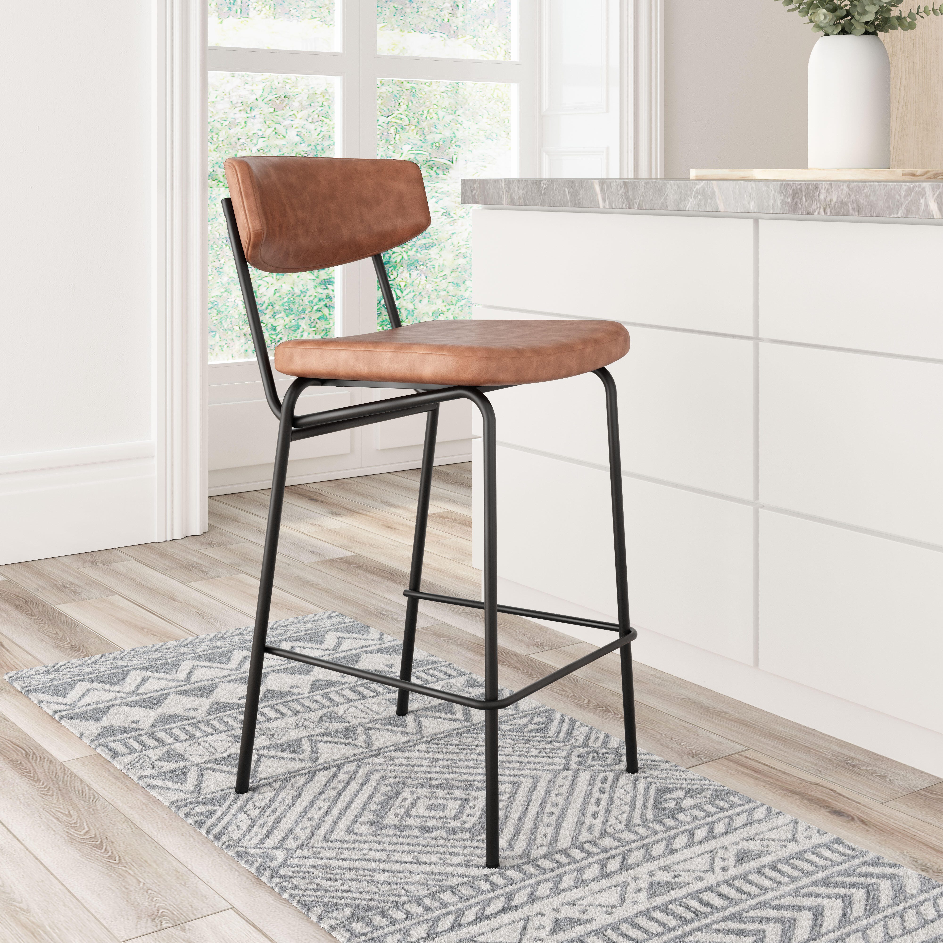 Erika Home Charon Counter Height Bar Stool (Set of 2), Vintage Brown, large