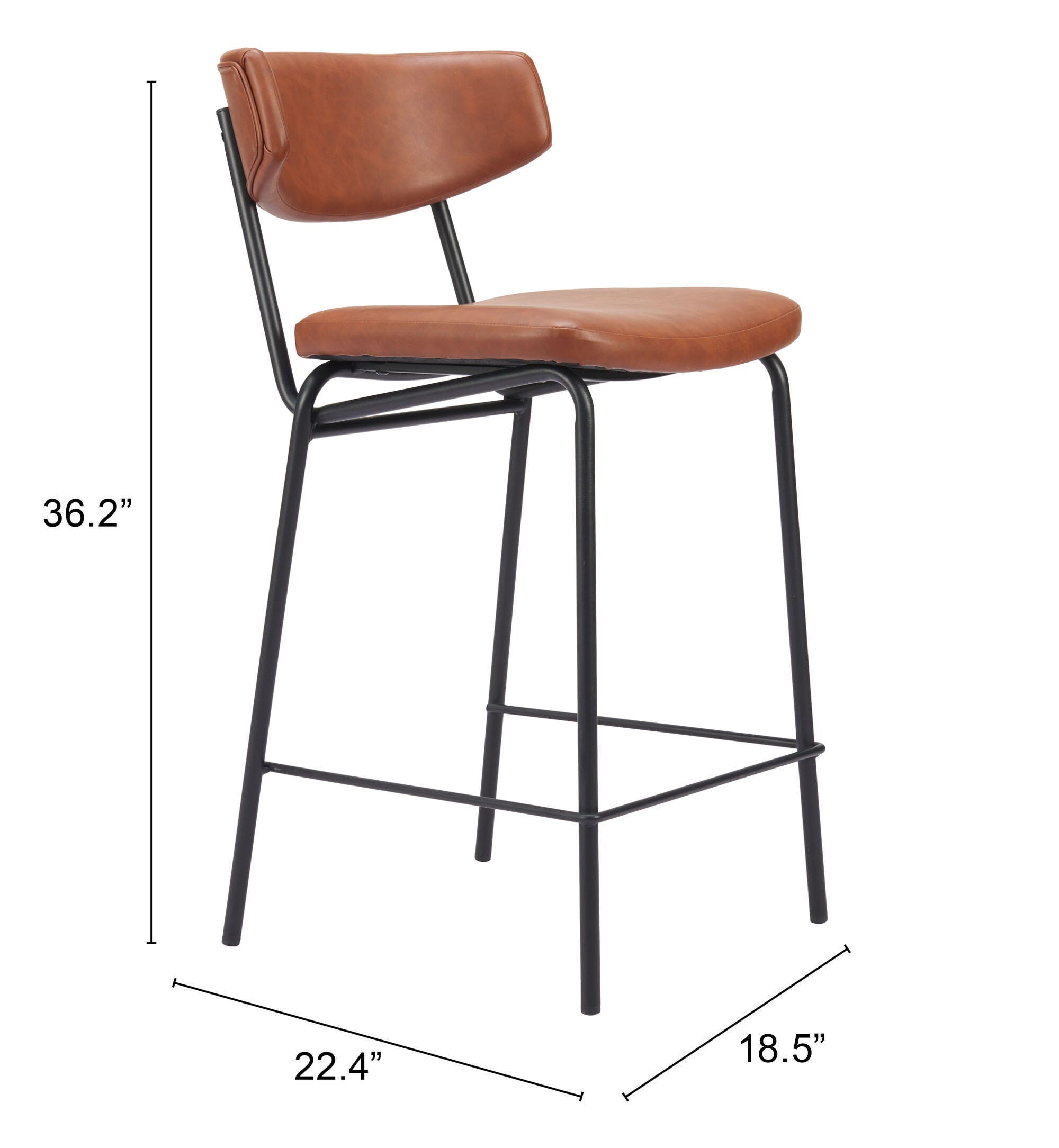 Erika Home Charon Counter Height Bar Stool (Set of 2), Vintage Brown, large