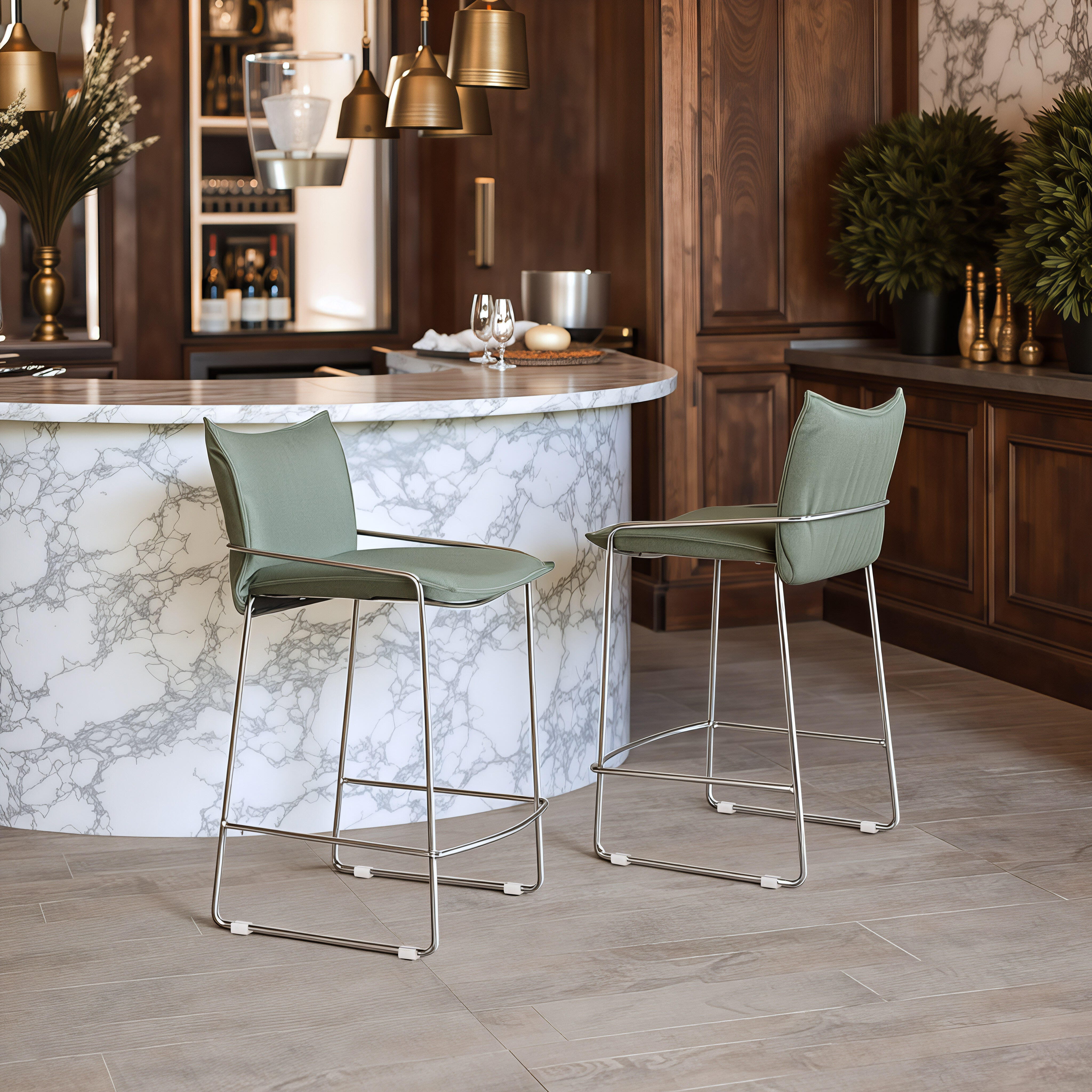Erika Home Pola Counter Height Bar Stool, Green, rollover