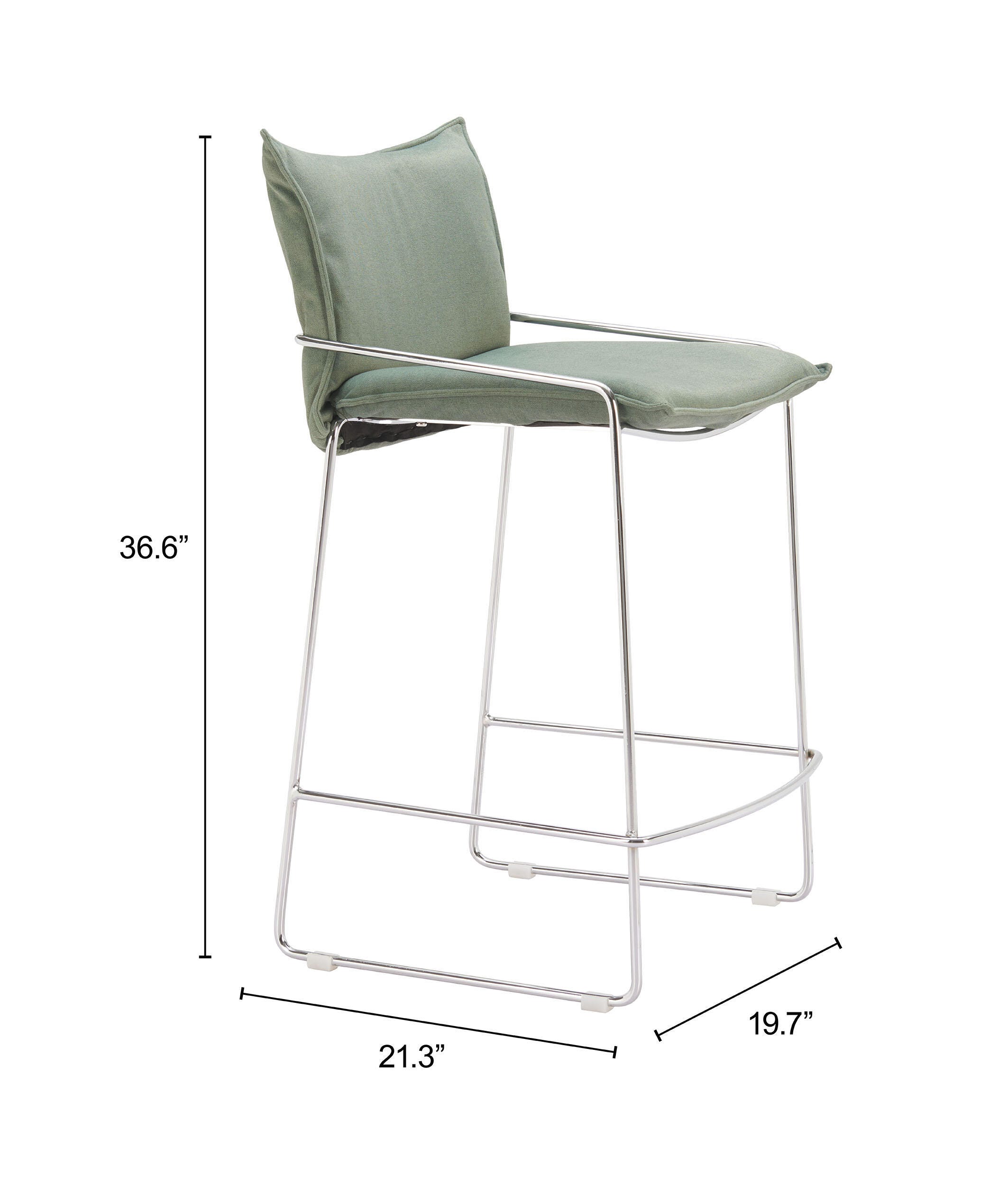 Erika Home Pola Counter Height Bar Stool, Green, large