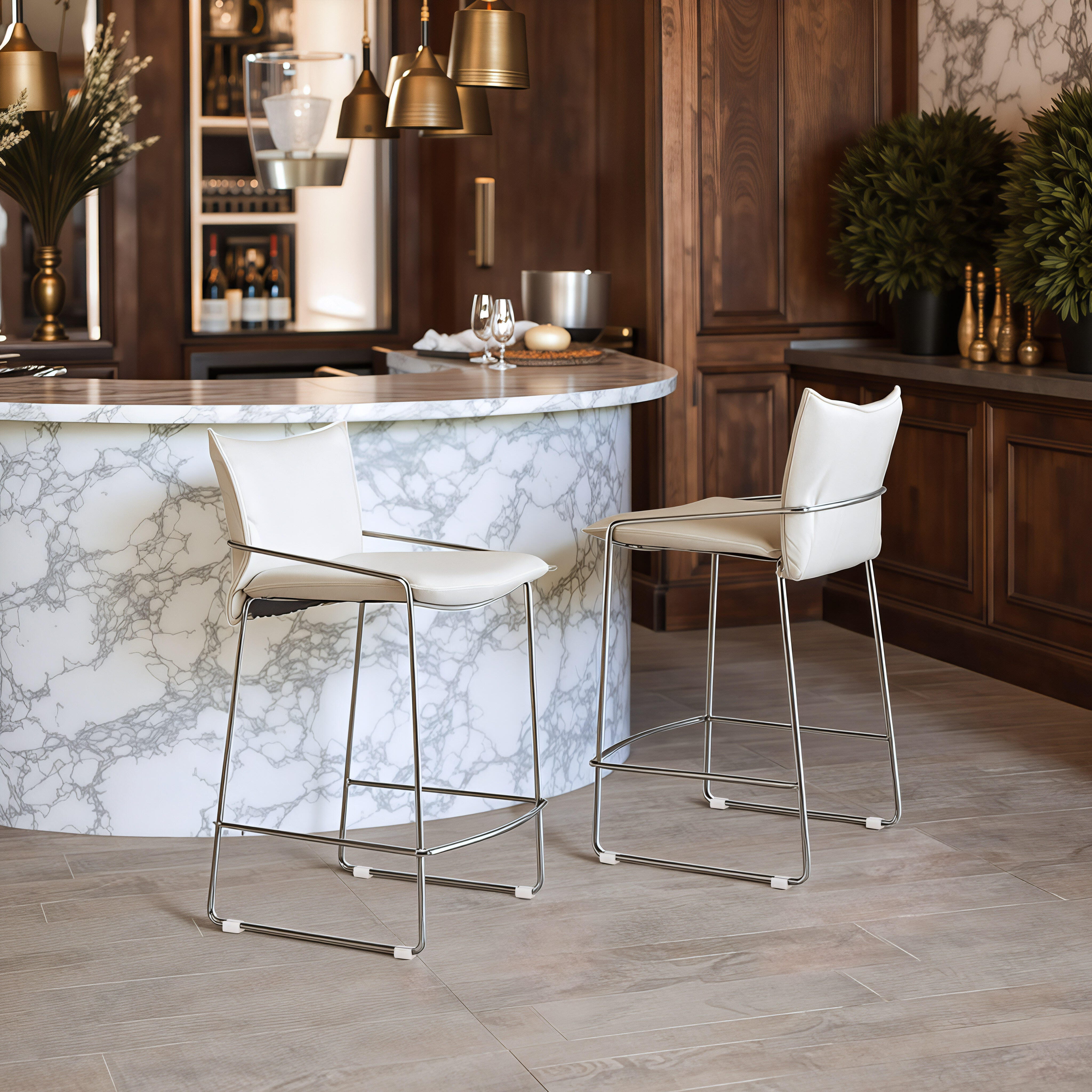 Erika Home Pola Counter Height Bar Stool, White, rollover