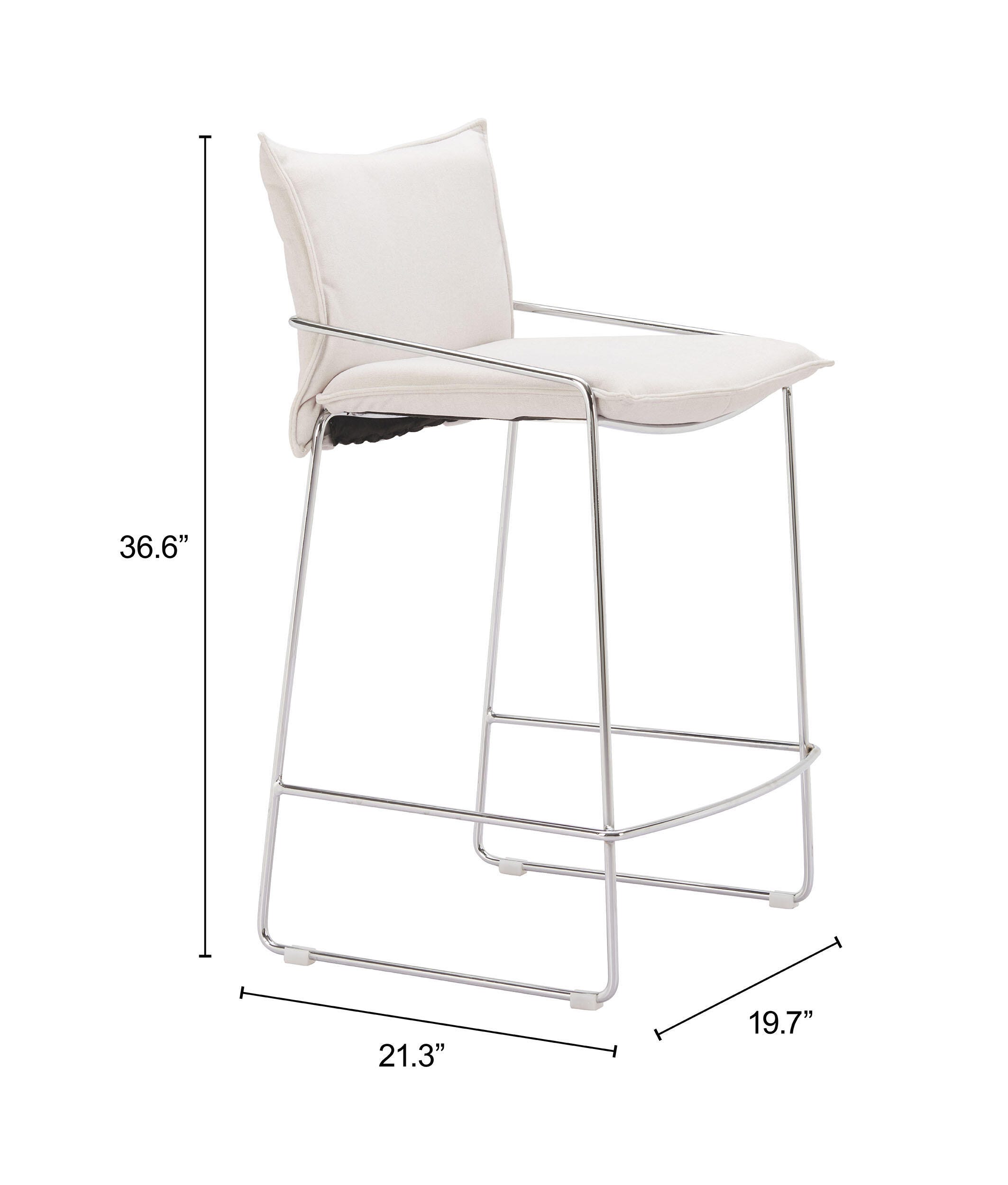 Erika Home Pola Counter Height Bar Stool, White, large