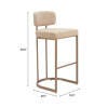 Erika Home Velar Bar Height Bar Stool (Set of 2), Beige, large