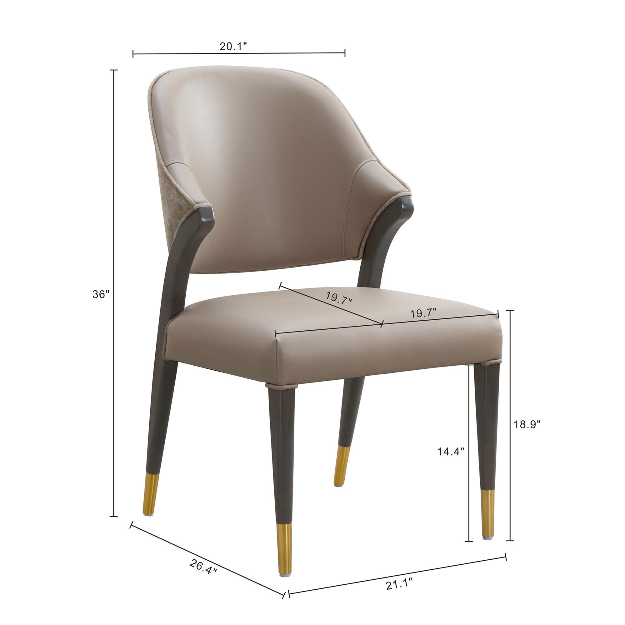 Manhattan Comfort Collette Dining Chair, Taupe, large