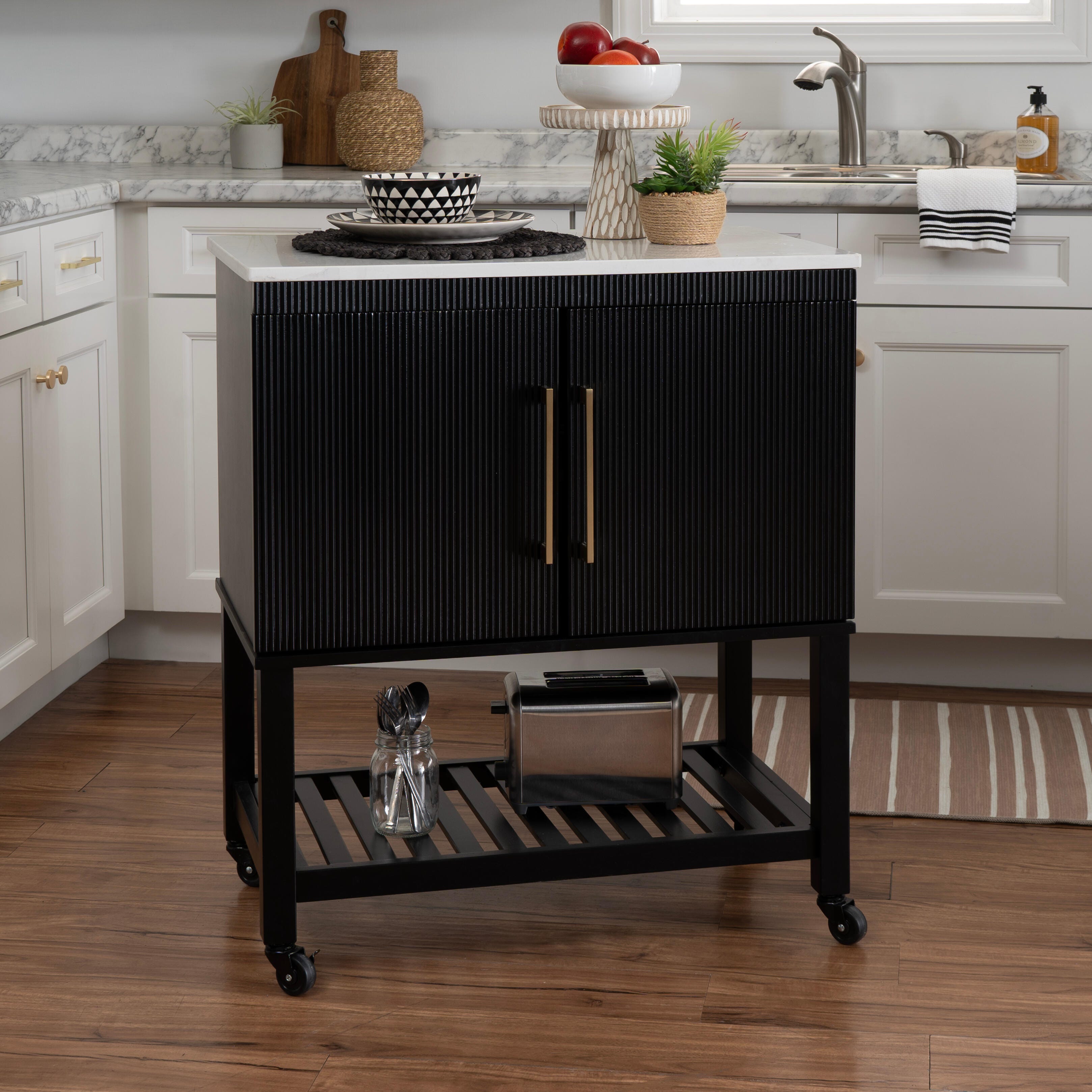 Linon Kip Solid Kitchen Cart, , rollover