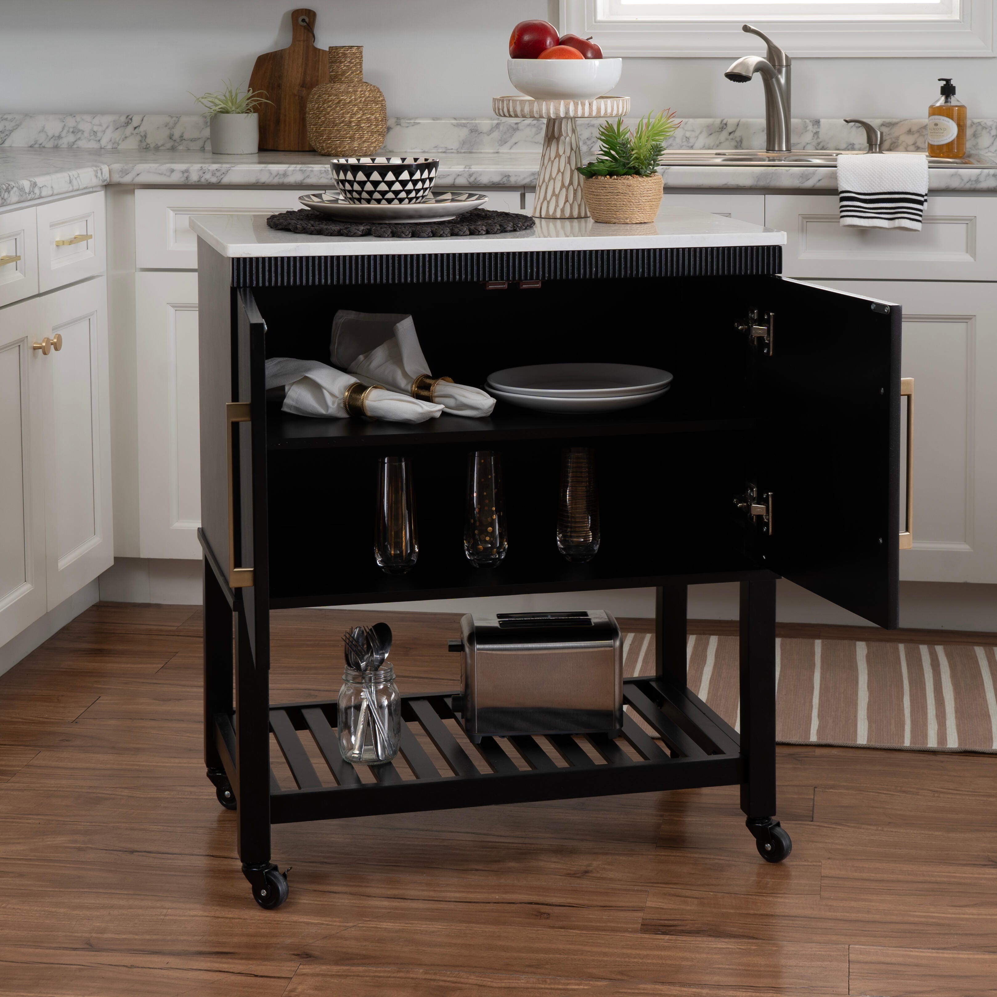 Linon Kip Solid Kitchen Cart, , large