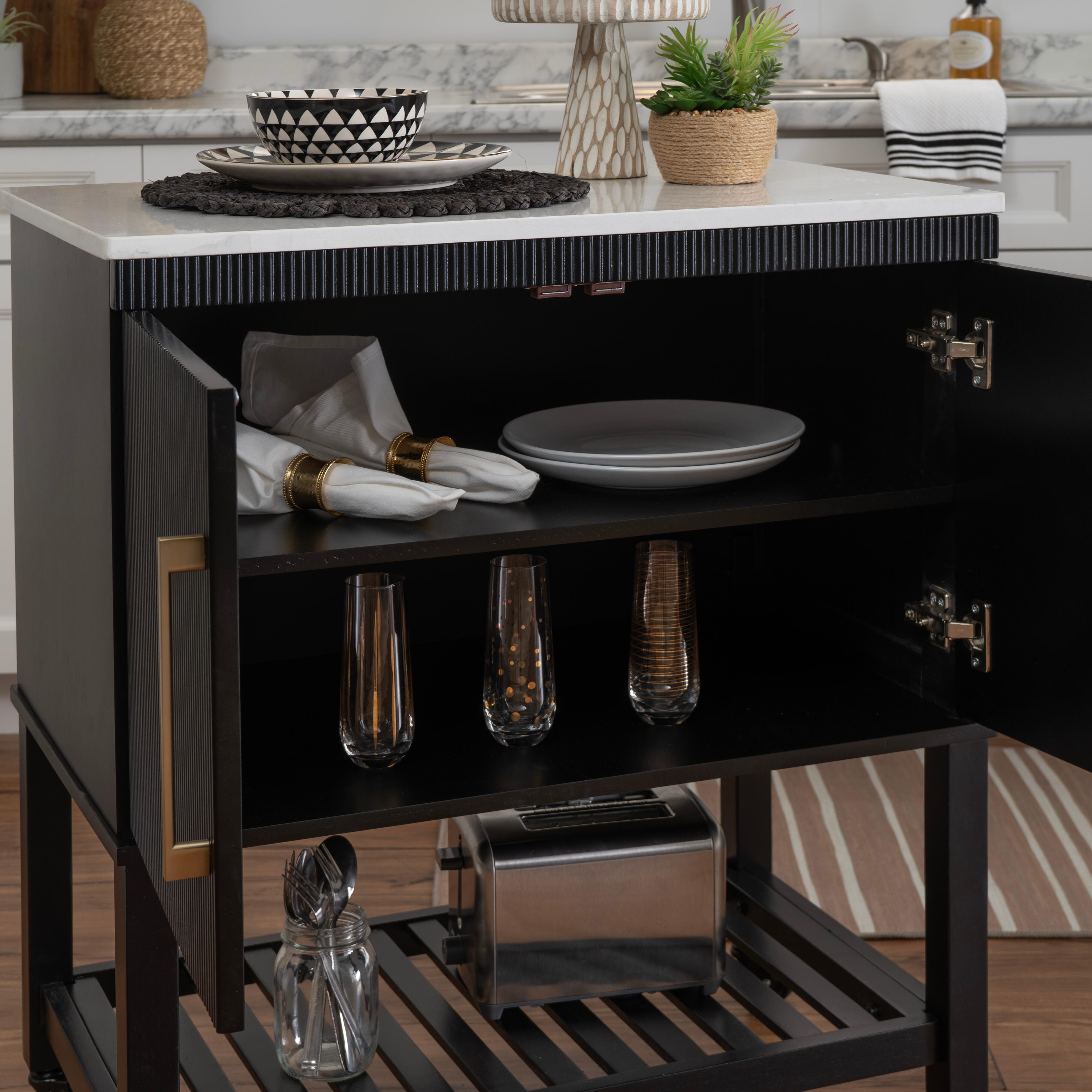 Linon Kip Solid Kitchen Cart, , large