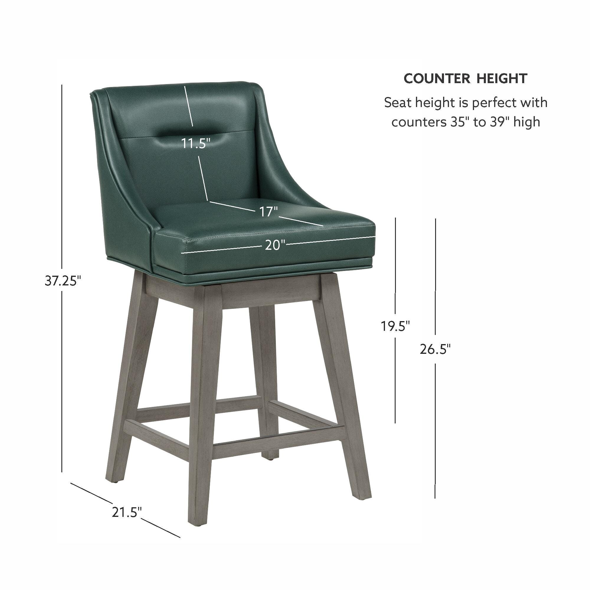 Linon Bastille Counter Height Bar Stool, Dark Green/Gray, large
