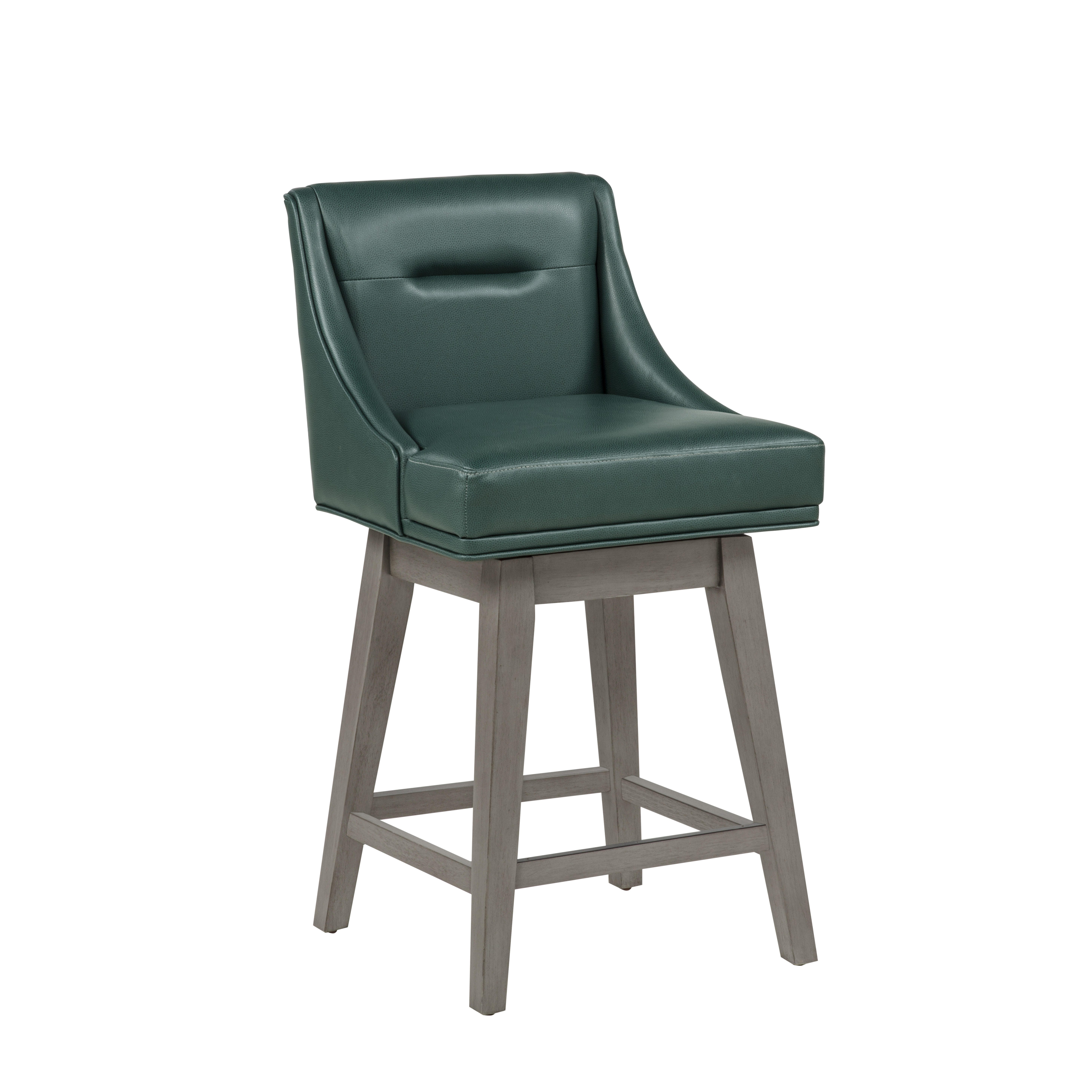 Linon Bastille Counter Height Bar Stool, Dark Green/Gray, large