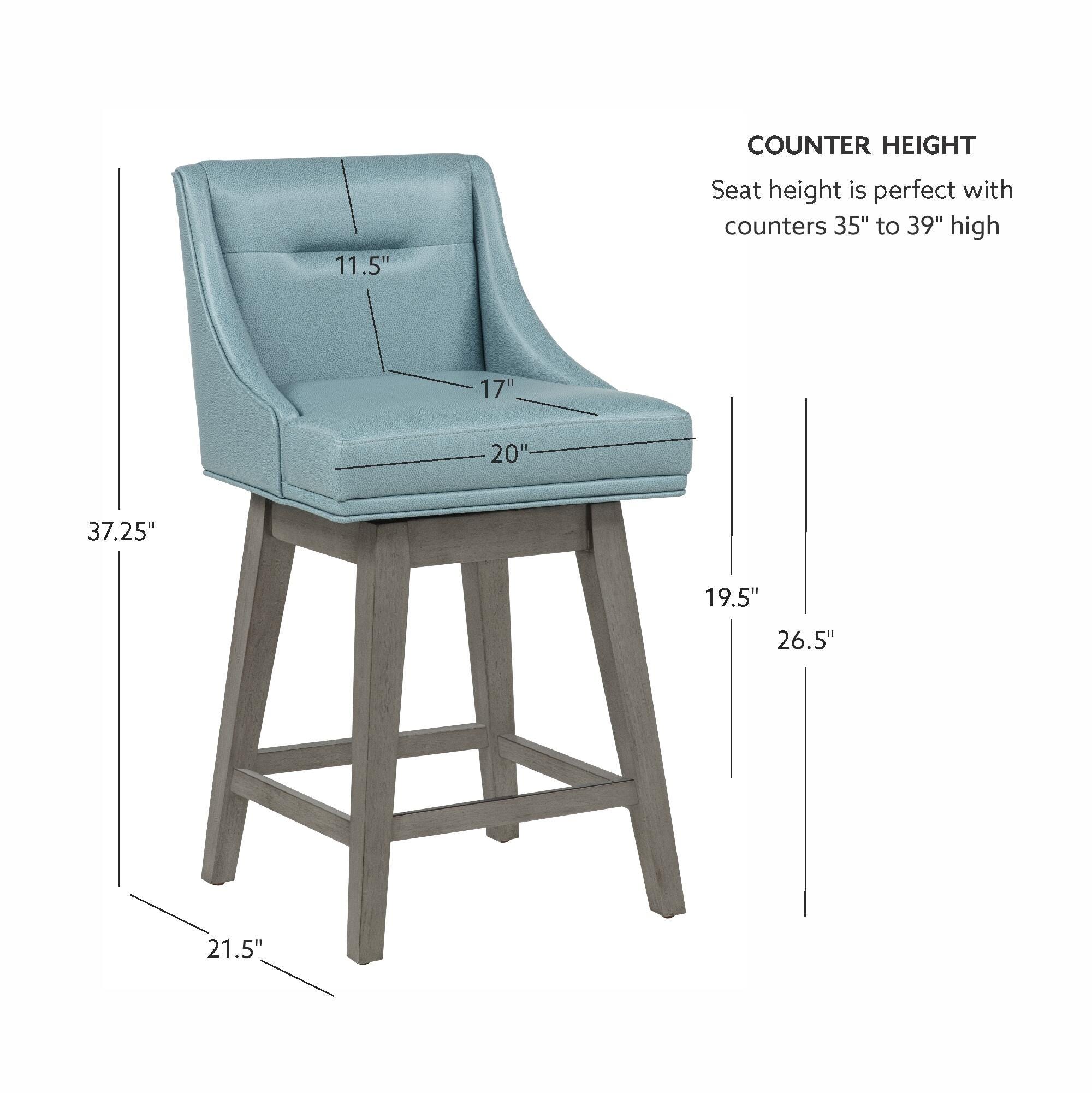 Linon Bastille Counter Height Bar Stool, Light Blue/Gray, large