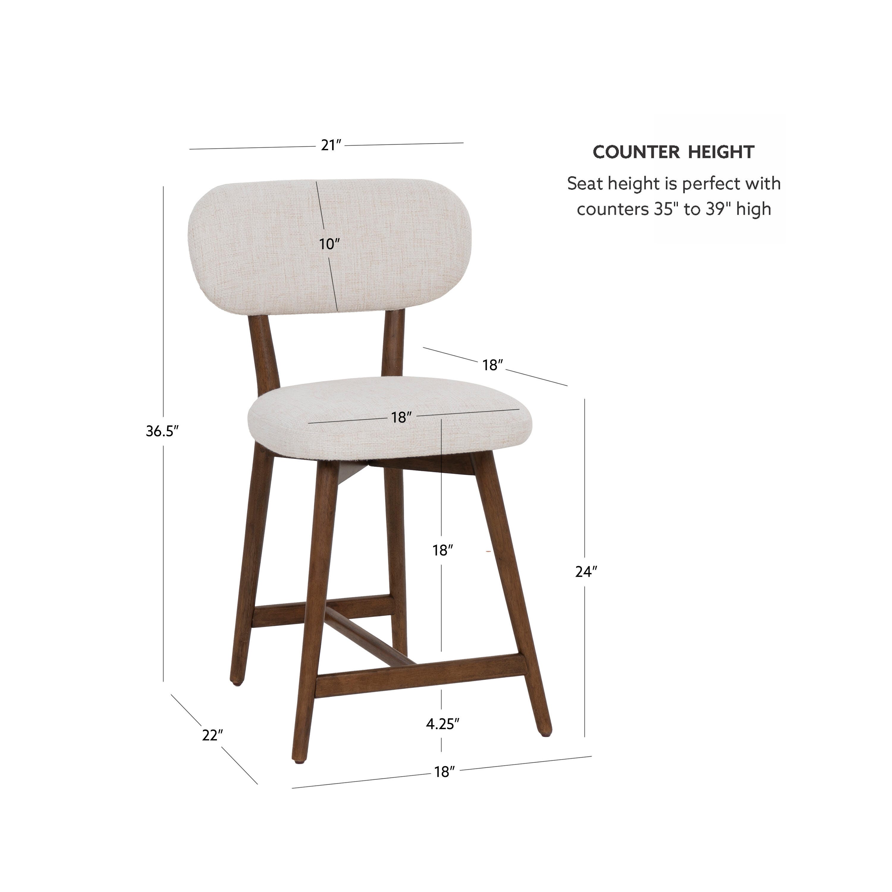 Linon Curran Counter Height Bar Stool, , large