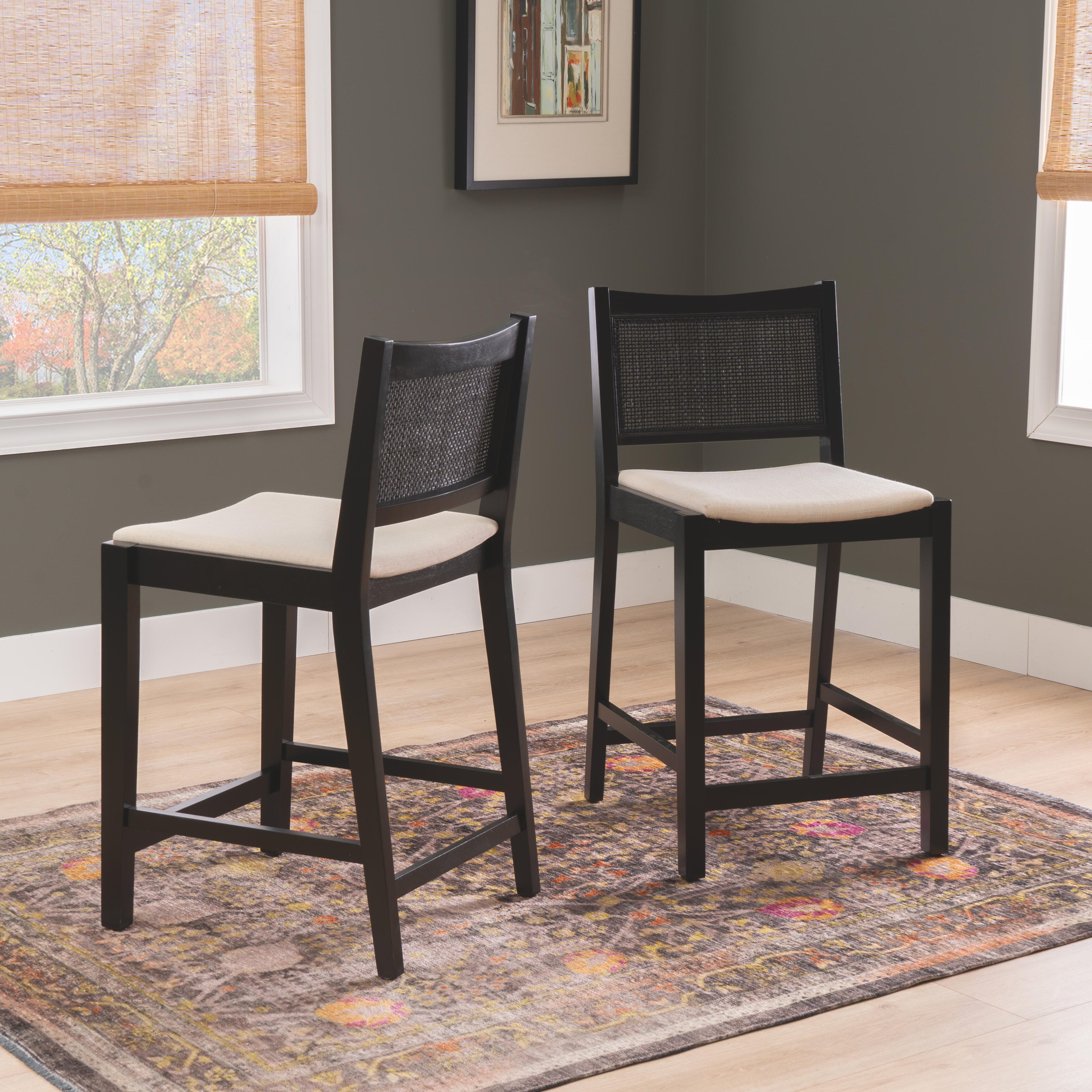 Linon Pacey Counter Height Bar Stool (Set of 2), Black, rollover