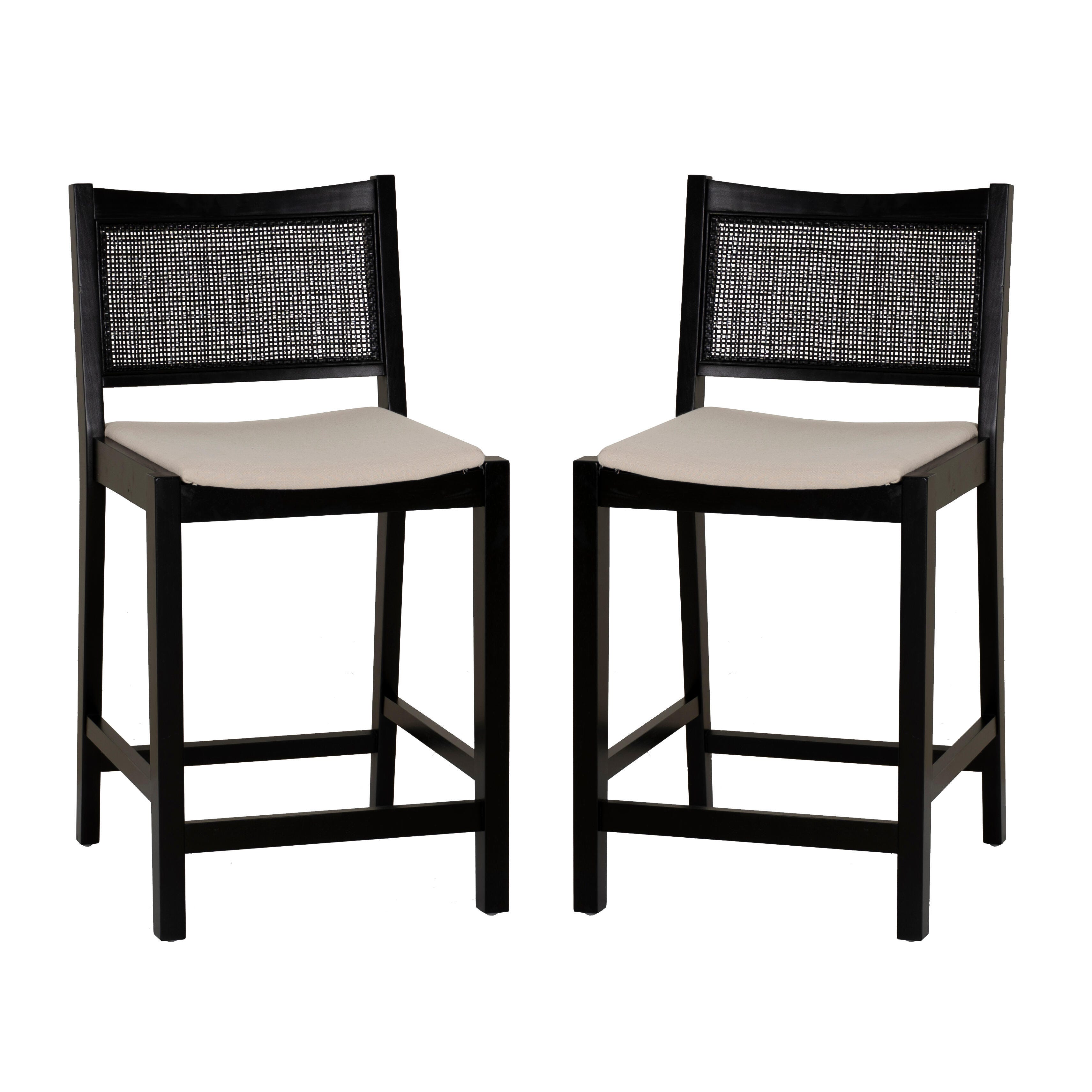 Linon Pacey Counter Height Bar Stool (Set of 2), Black, large