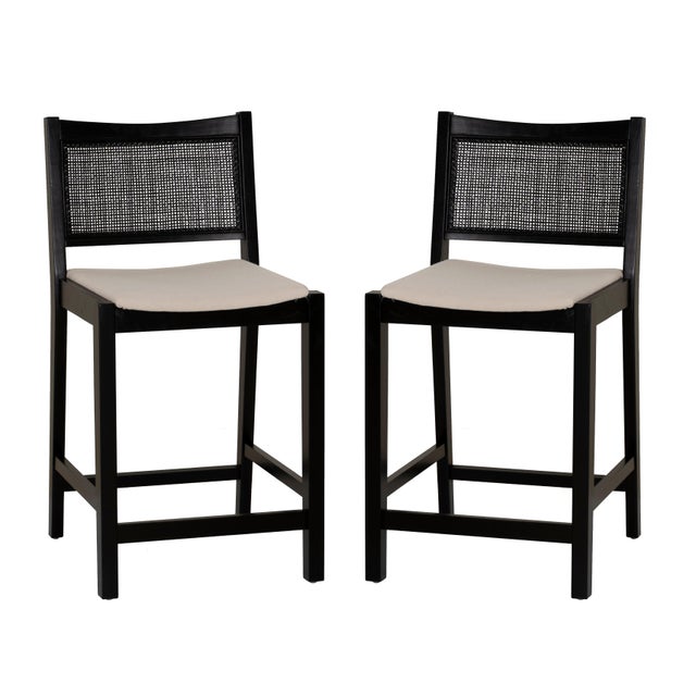 Linon Pacey Counter Height Bar Stool (Set of 2), Black