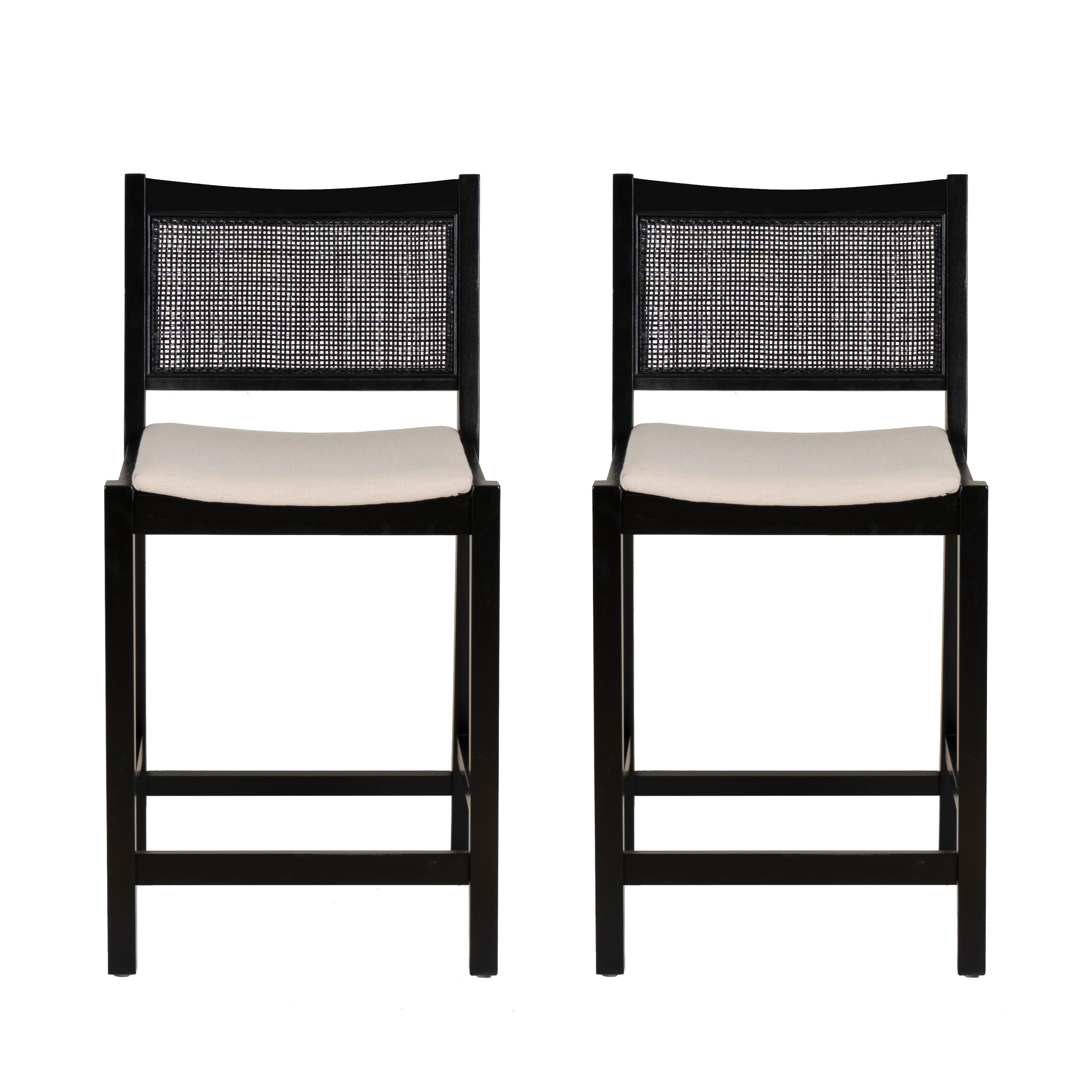 Linon Pacey Counter Height Bar Stool (Set of 2), Black, large