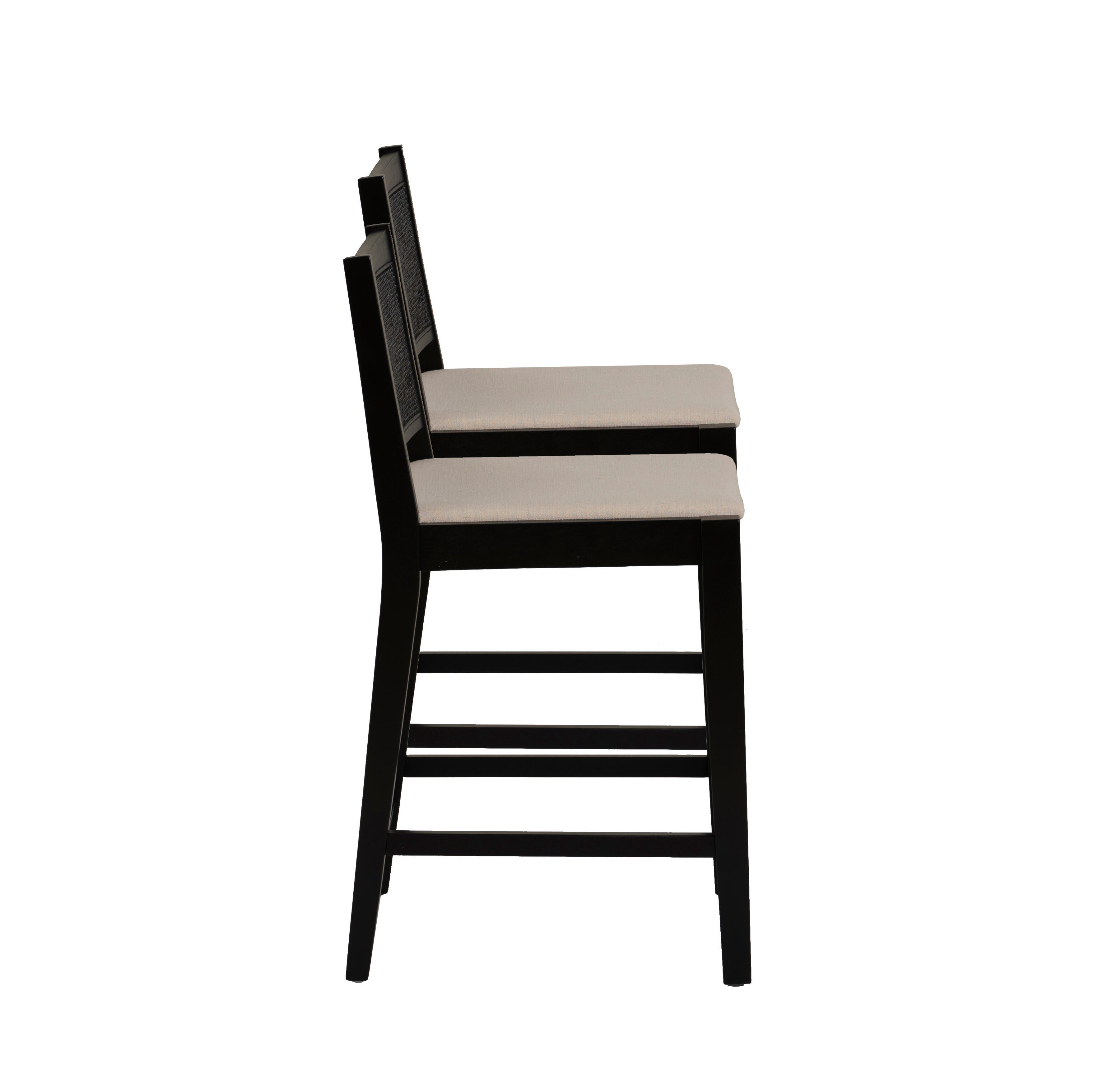Linon Pacey Counter Height Bar Stool (Set of 2), Black, large