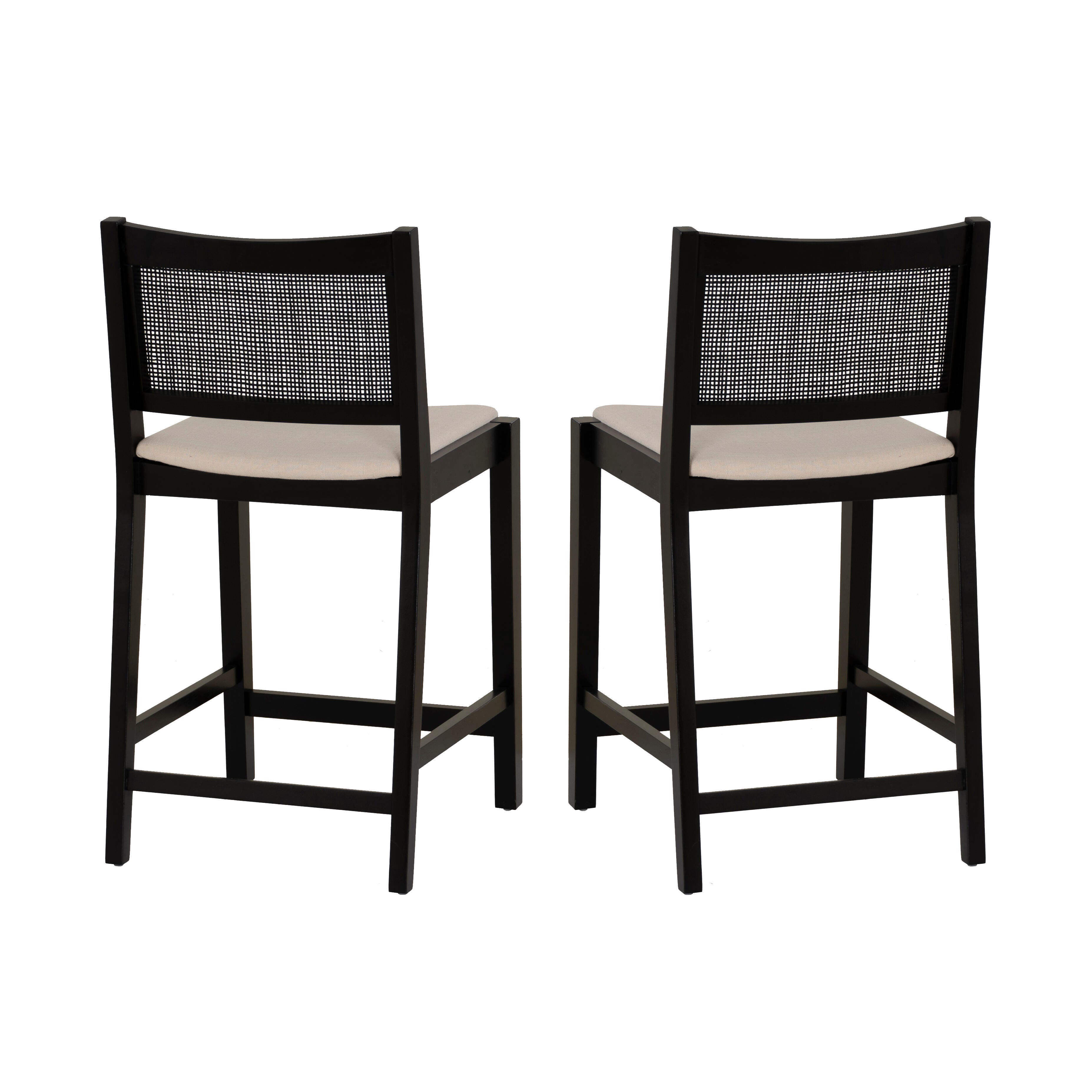 Linon Pacey Counter Height Bar Stool (Set of 2), Black, large