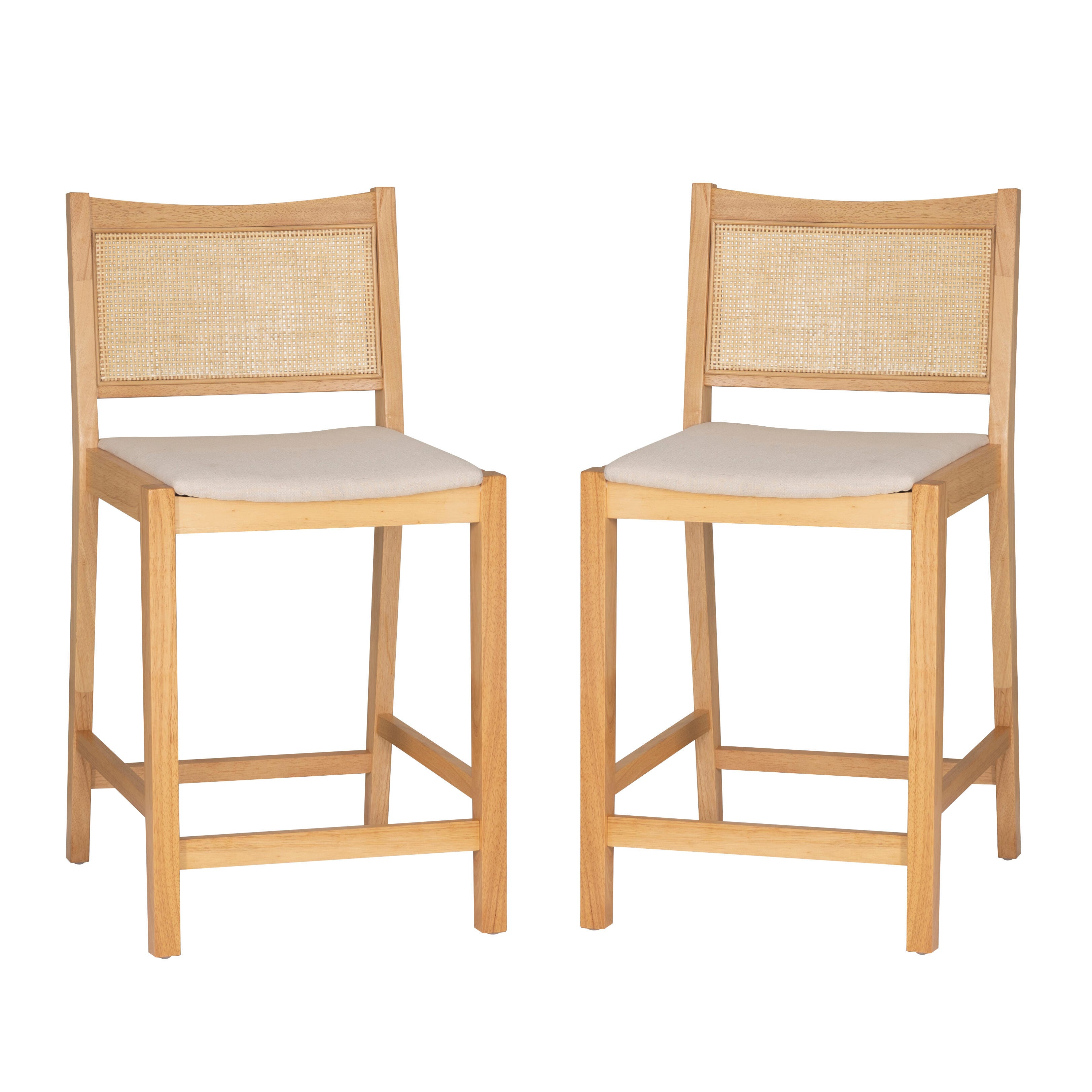 Linon Pacey Counter Height Bar Stool (Set of 2), Natural, large