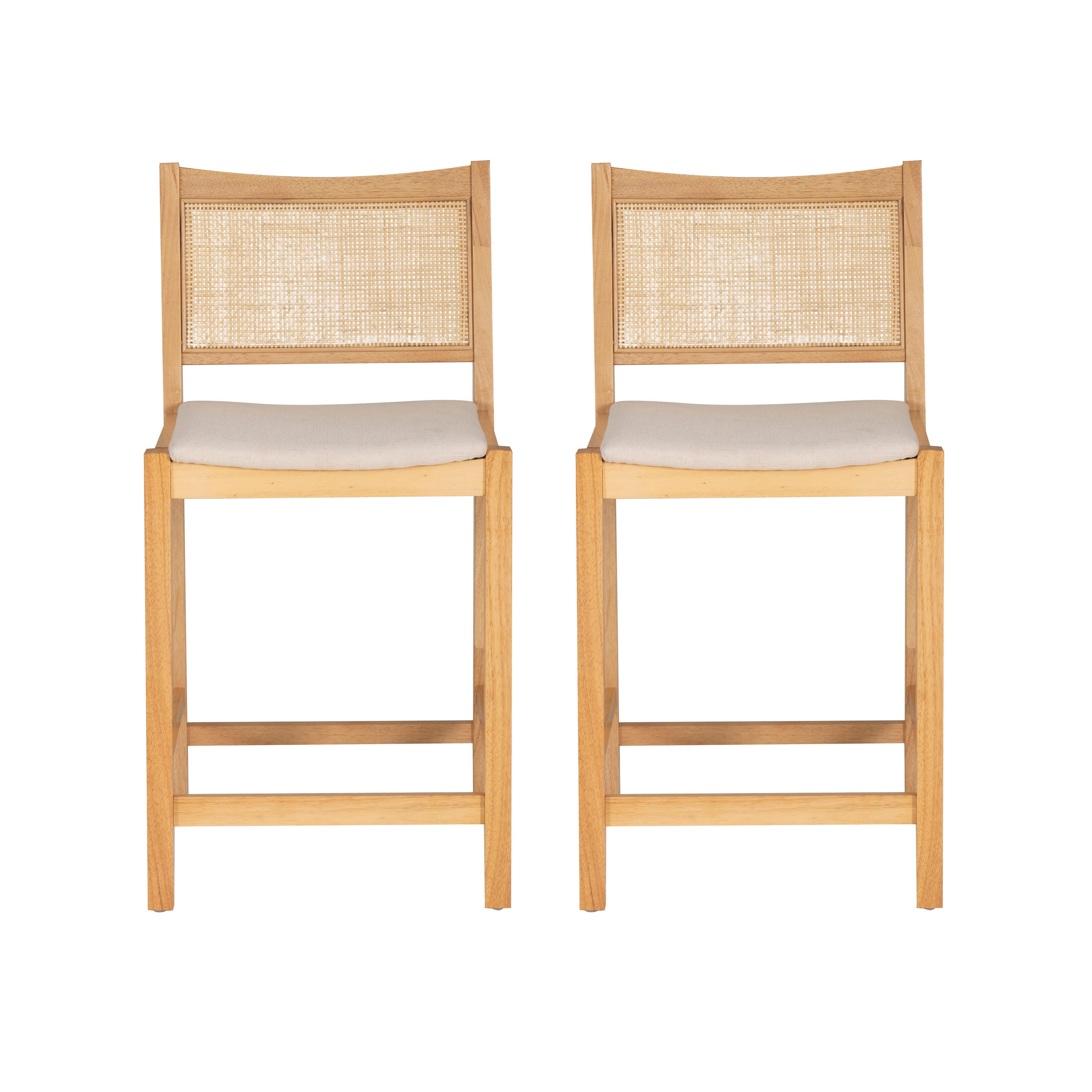 Linon Pacey Counter Height Bar Stool (Set of 2), Natural, large