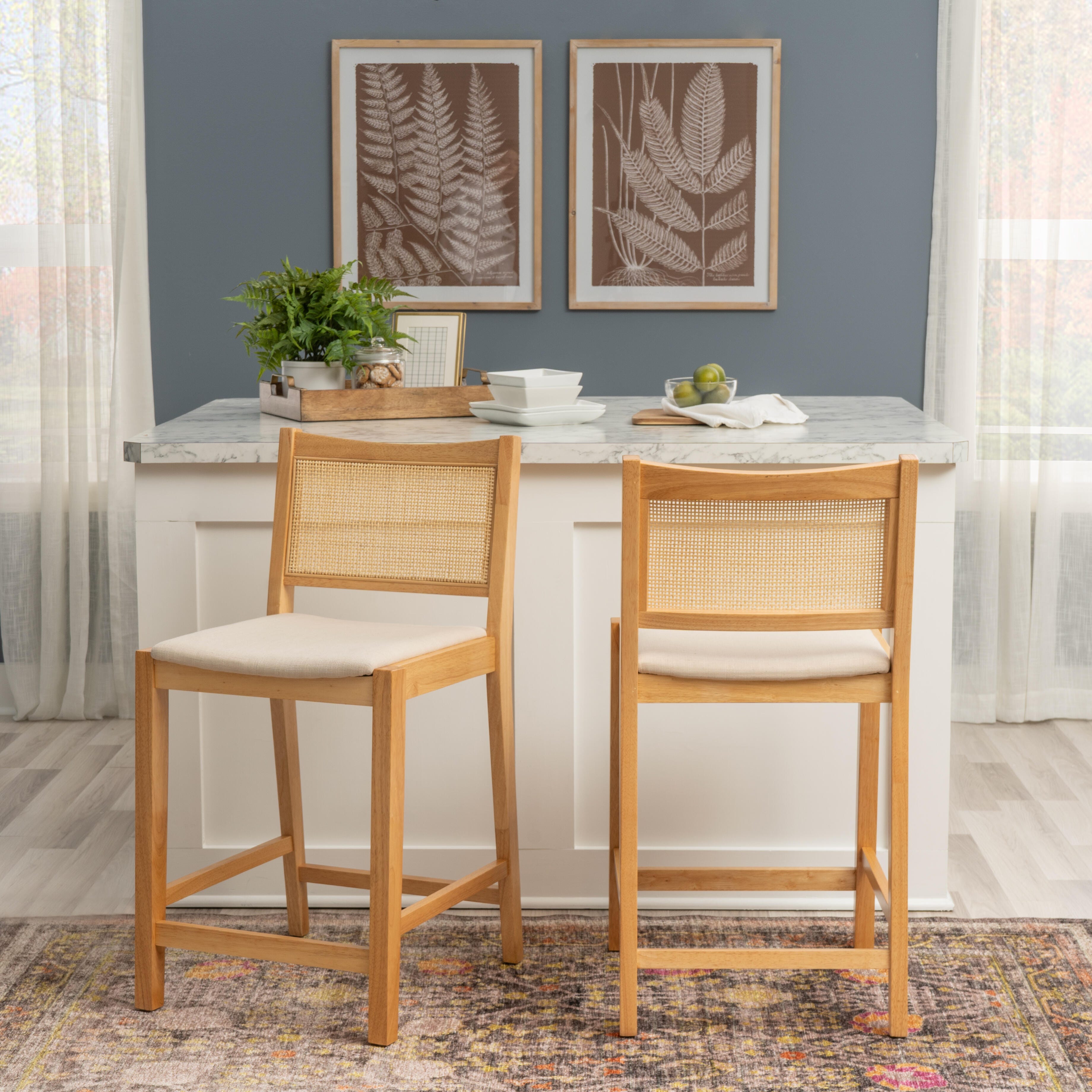 Linon Pacey Counter Height Bar Stool (Set of 2), Natural, large
