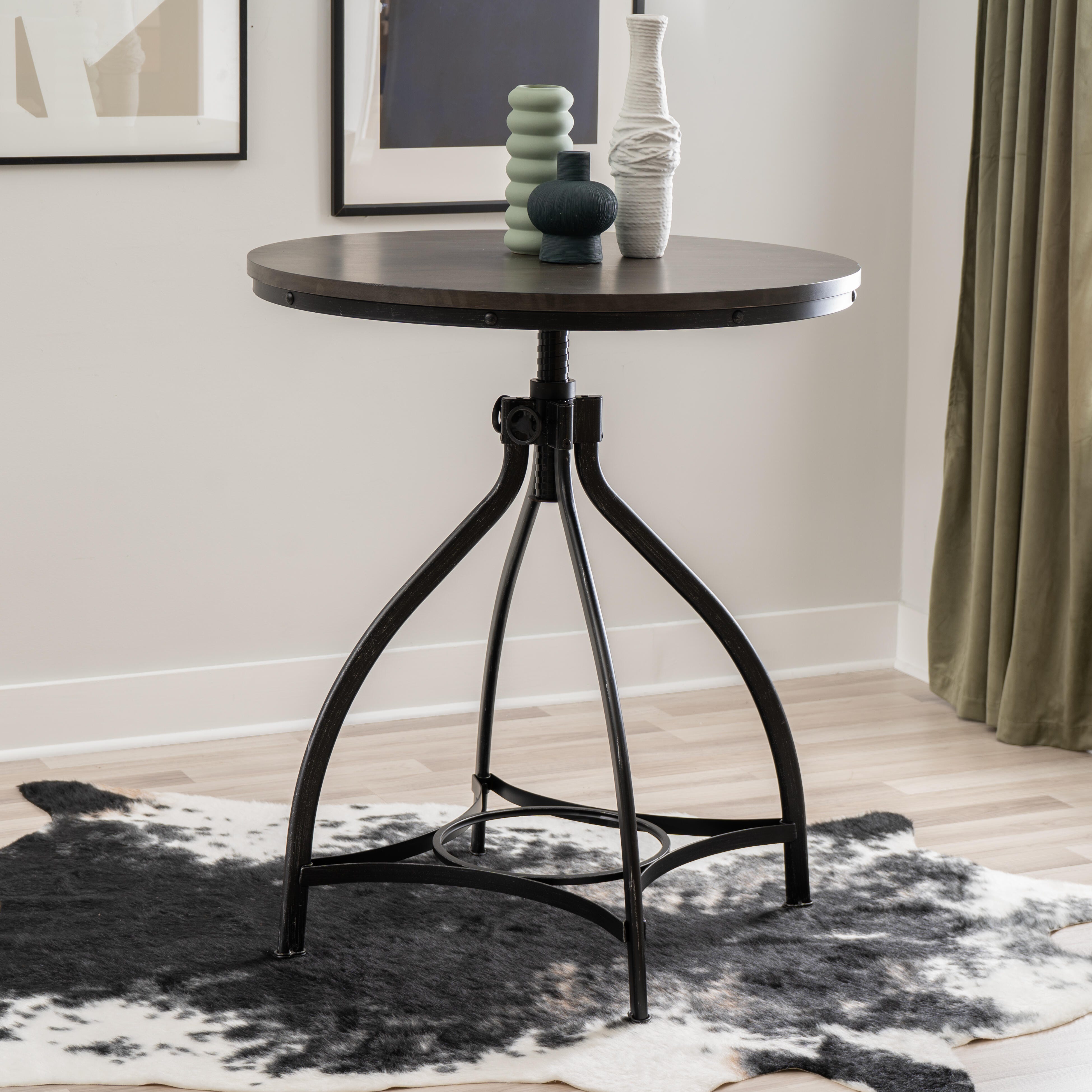 Linon Lawson Adjustable Bar Table, Gray/Black, rollover