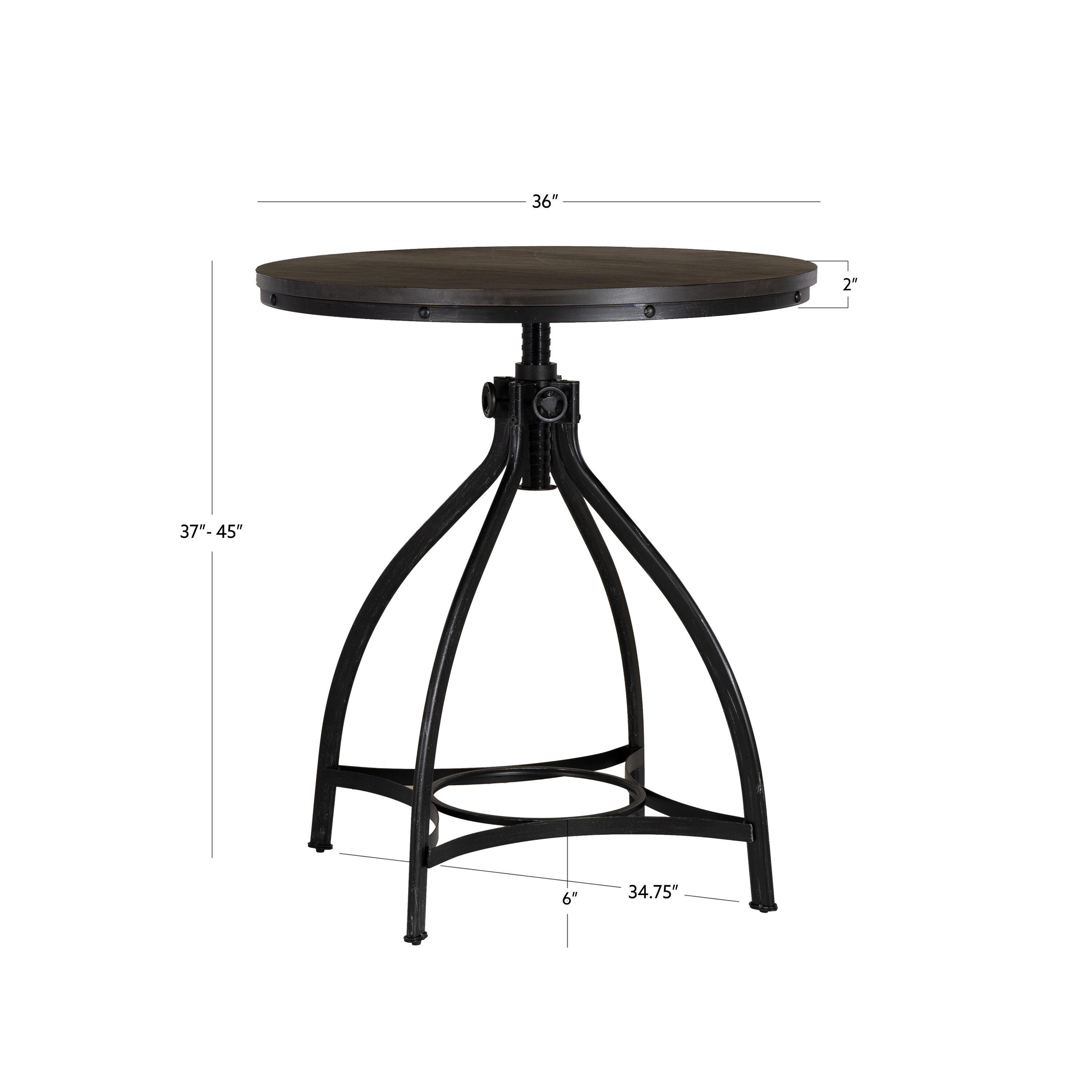 Linon Lawson Adjustable Bar Table, Gray/Black, large