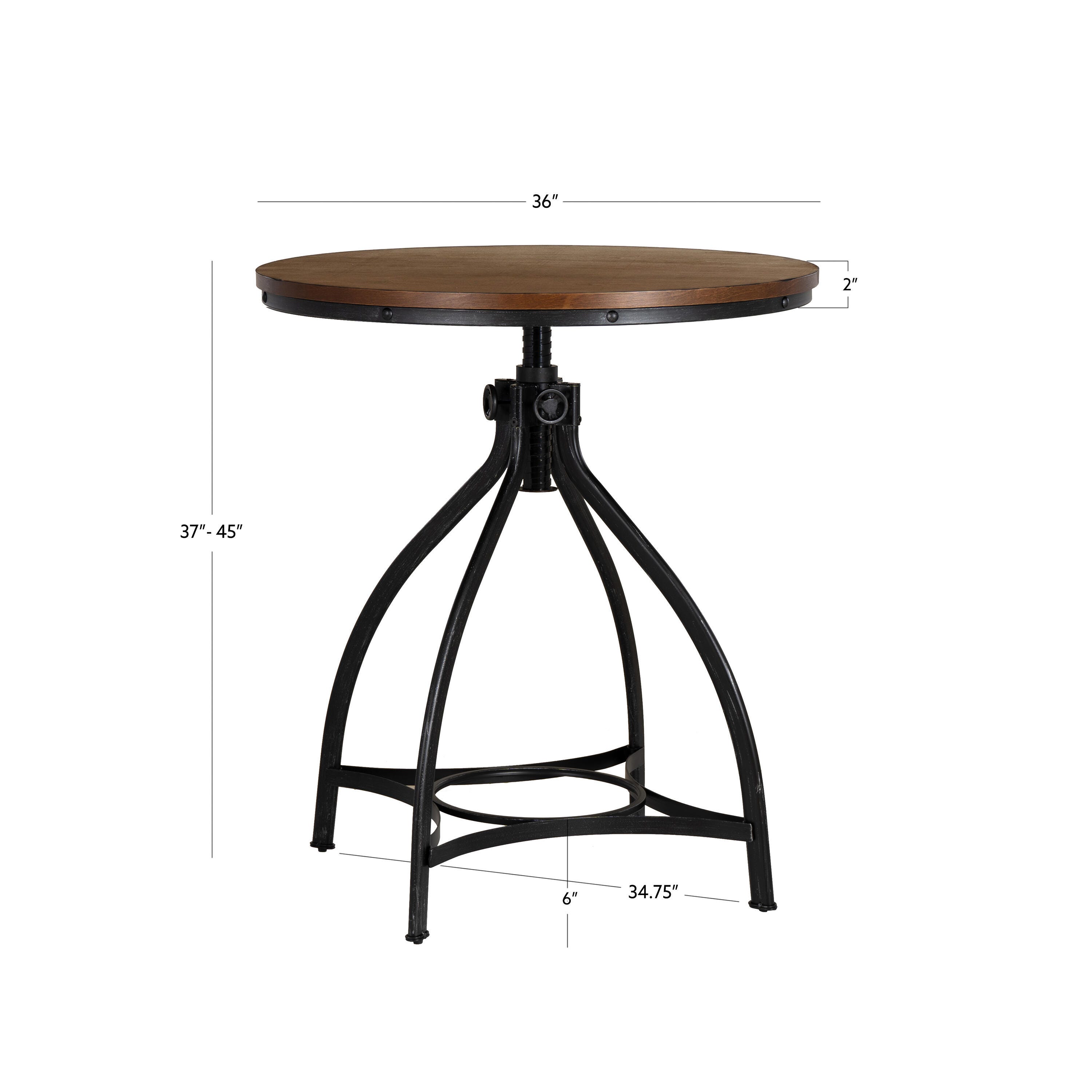 Linon Lawson Adjustable Bar Table, Brown/Black, large