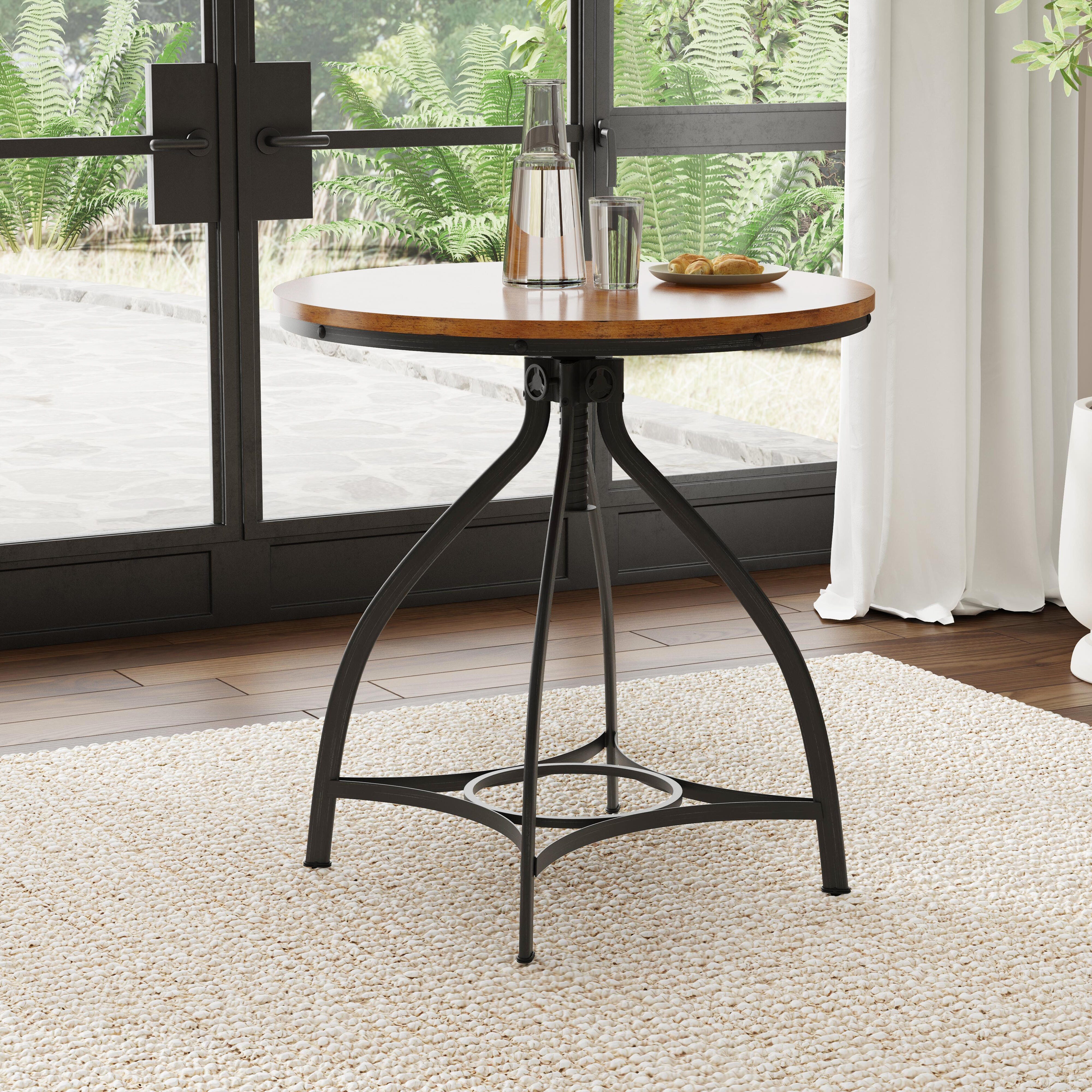 Linon Lawson Adjustable Bar Table, Brown/Black, large