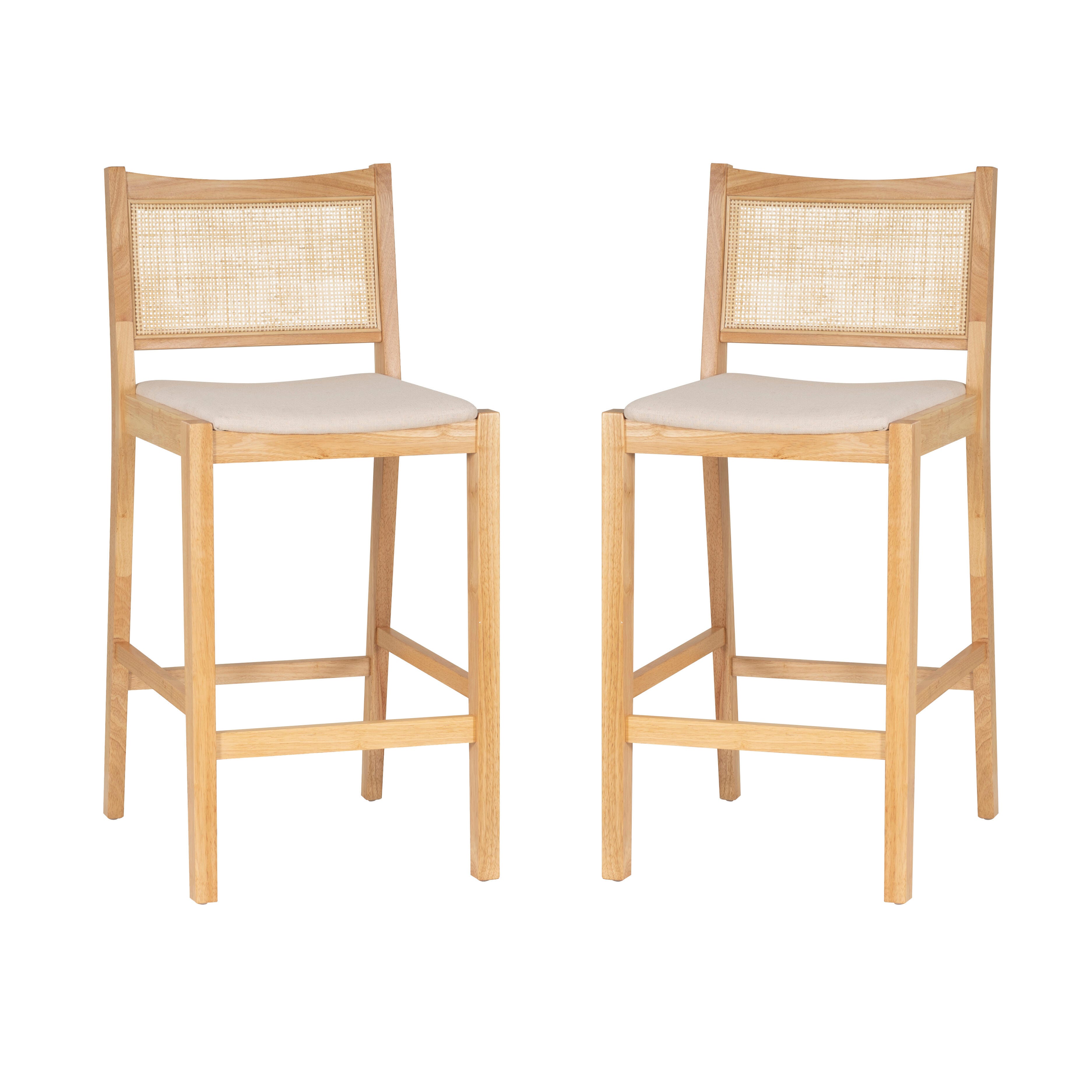 Linon Pacey Bar Height Bar Stool (Set of 2), Natural, large