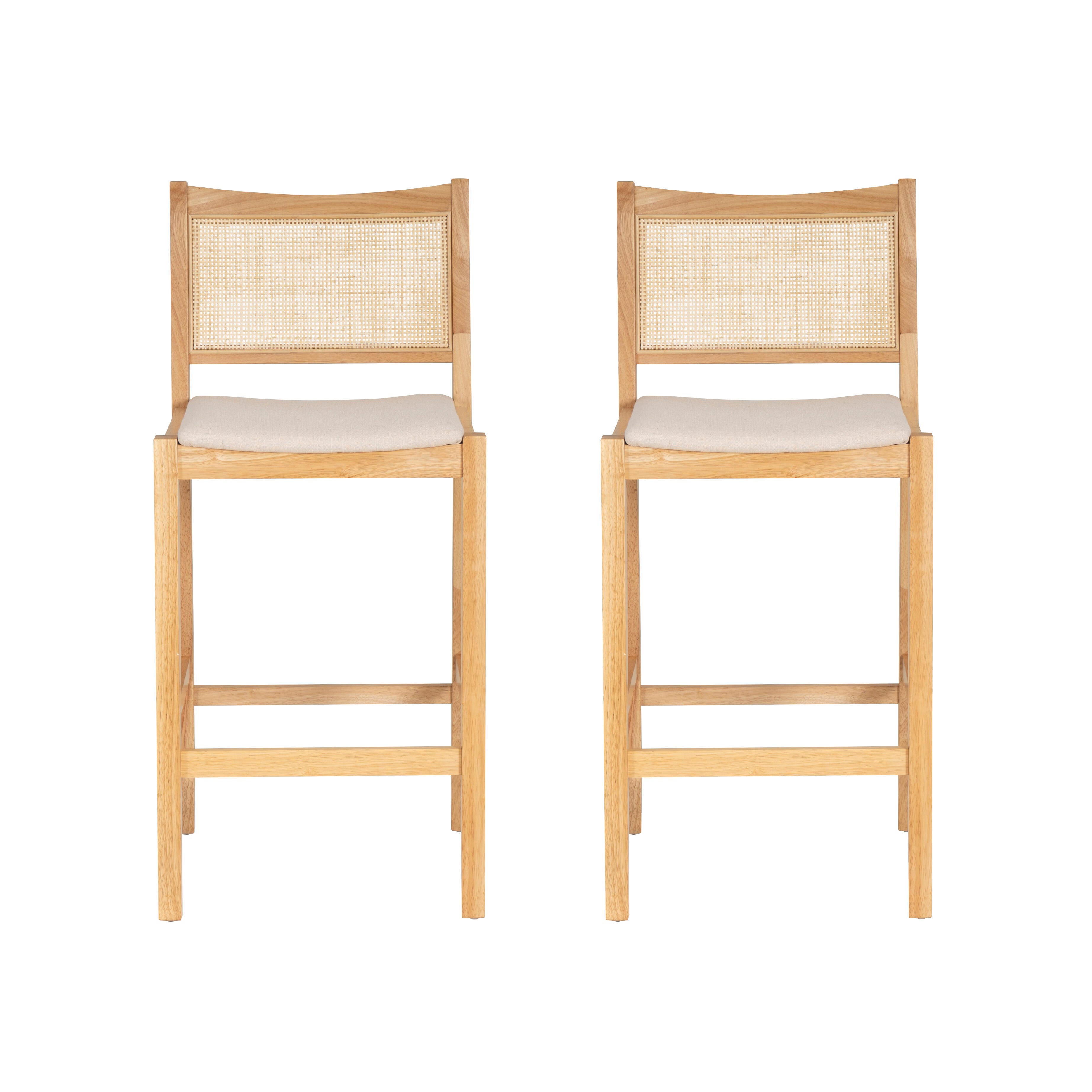 Linon Pacey Bar Height Bar Stool (Set of 2), Natural, large